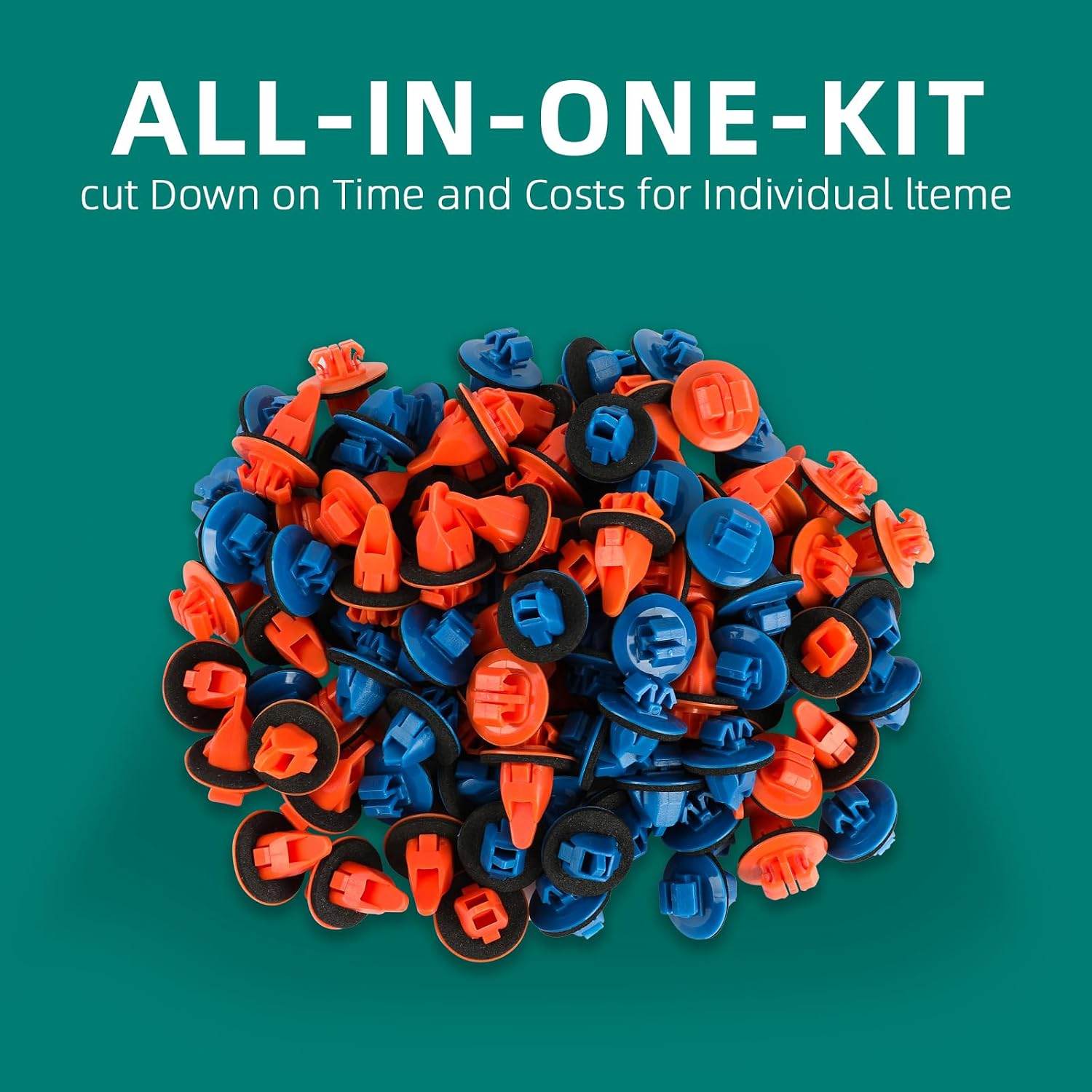 AUTOKAY New 100x Orange & Blue Clips for 4Runner Tacoma Trim Moulding 75395-35070 75396-35020