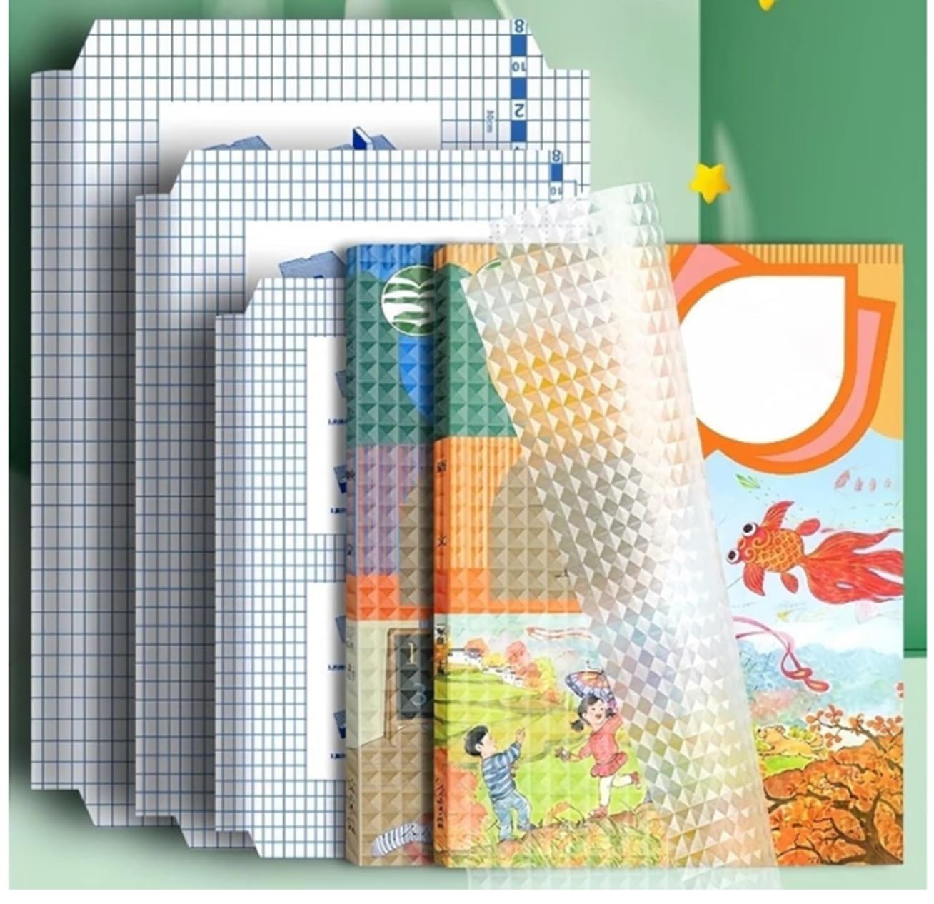 Transparent Book Covers Self Adhesive Waterproof, 30 Pcs (3 Different Sizes, 10 Each), Diamond Pattern Polypropylene Binding Film for School & Office Textbook Protection-image-45