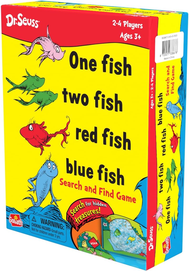 Goliath Dr. Seuss: One Fish, Two Fish, Red Fish, Blue Fish | Search-and-Find Treasure, Memory, Matching Game | 2-4 Players, Ages 3+