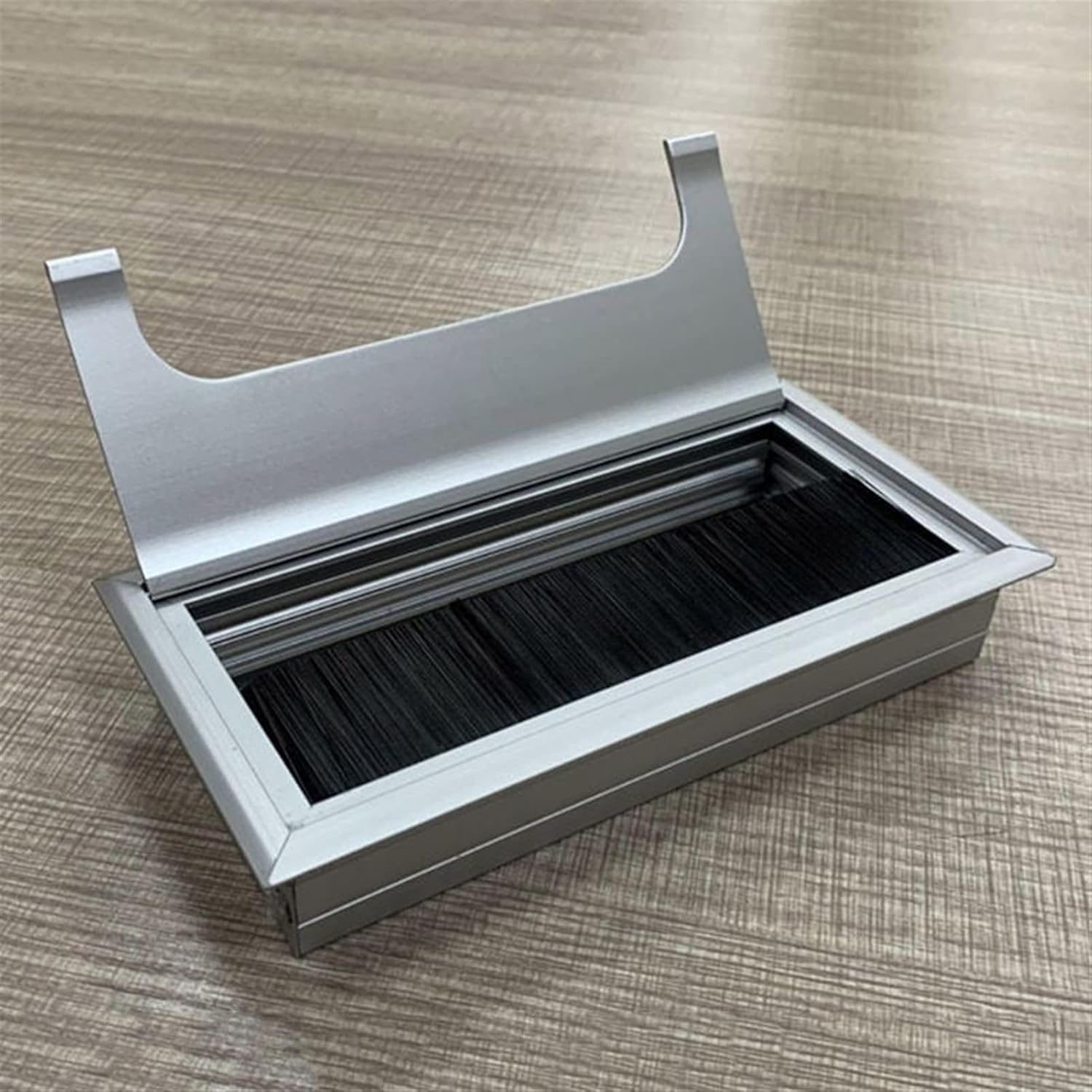 Schreibtisch-Lochabdeckung, Kabeldurchführung, Büro-Hardware, mattschwarz, rechteckige Draht-Kabeldurchführung, quadratische Aluminium-Tisch-Schreibtischdurchführung mit mehreren Größen (160 x 80 mm)(