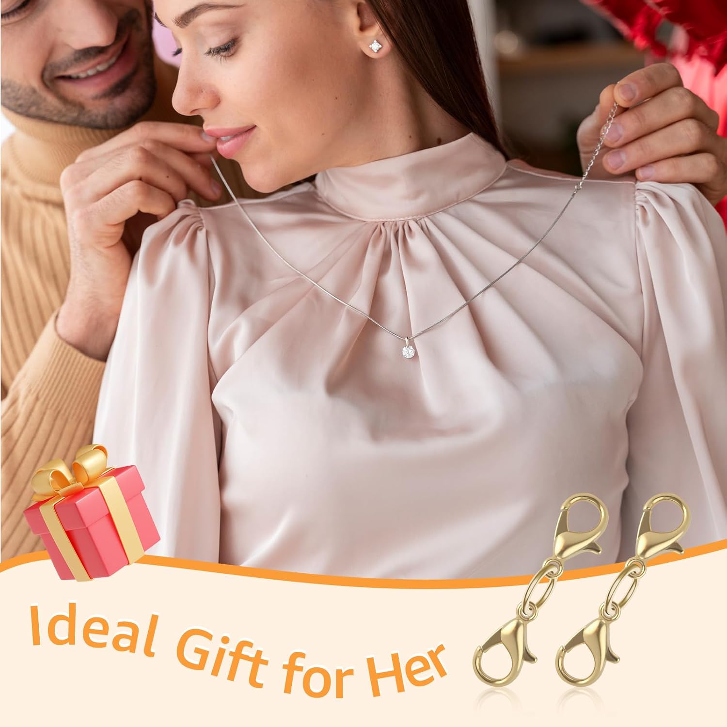 50Pcs Double Lobster Clasp Extender Gold Double End Design Necklace Extender Clasp Closures Jewelry Converters Connector for Women Necklace Clasps Bracelet Extension DIY Jewelry Making Accessories - Image 7