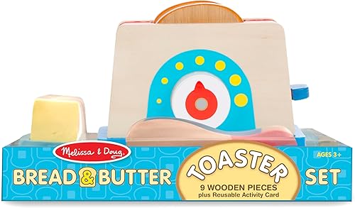 Miniatura 6 de Melissa & Doug Juego de tostadora de pan y mantequilla (9 piezas) - Accesorios de cocina y comida de madera para jugar