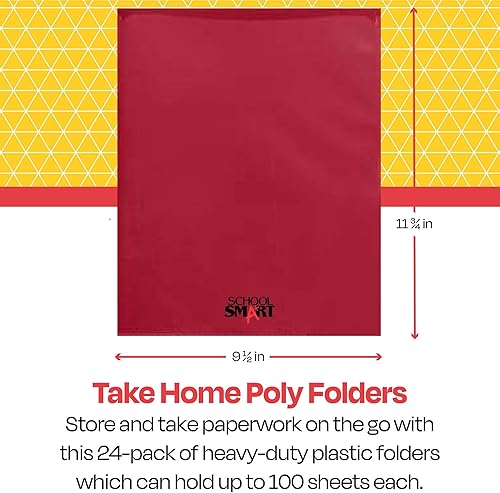 Miniatura 6 de School Smart Take Home - Carpetas resistentes, color rojo, paquete de 24