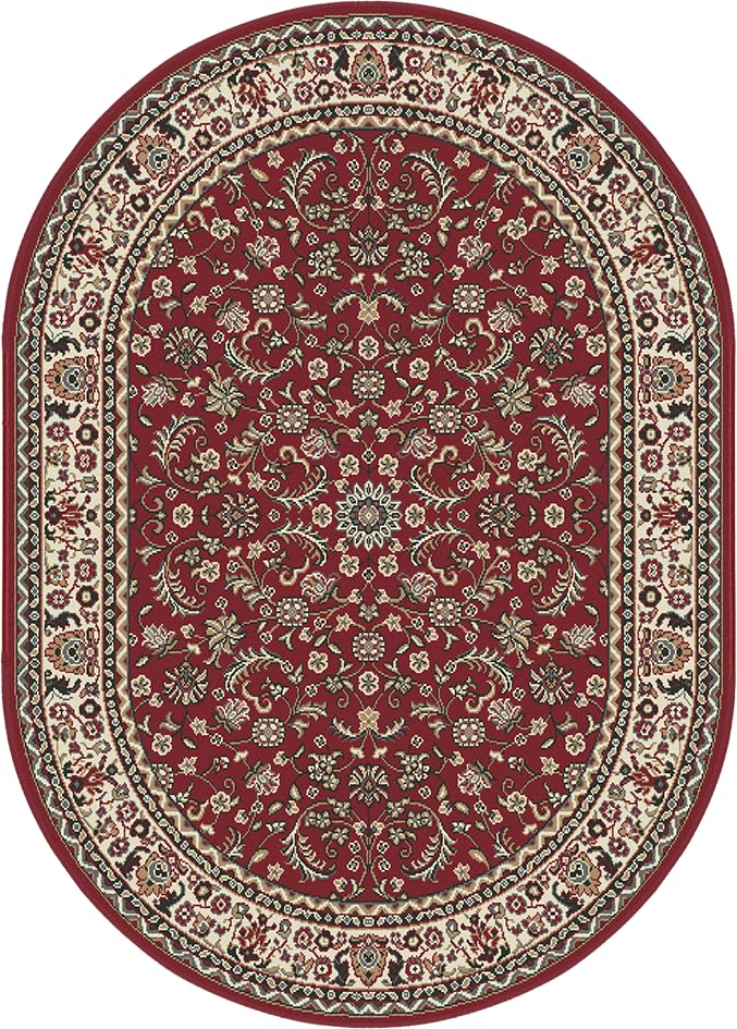 SrS Rugs® Round Circle Large Small Living Room Mat Rug 13 Designs 3 Sizes (Classical Red, 120cm x 170cm Oval Shape) — image 1