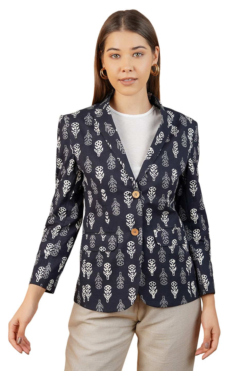 Women's Blazer Indigo Cotton Blazer-image-34