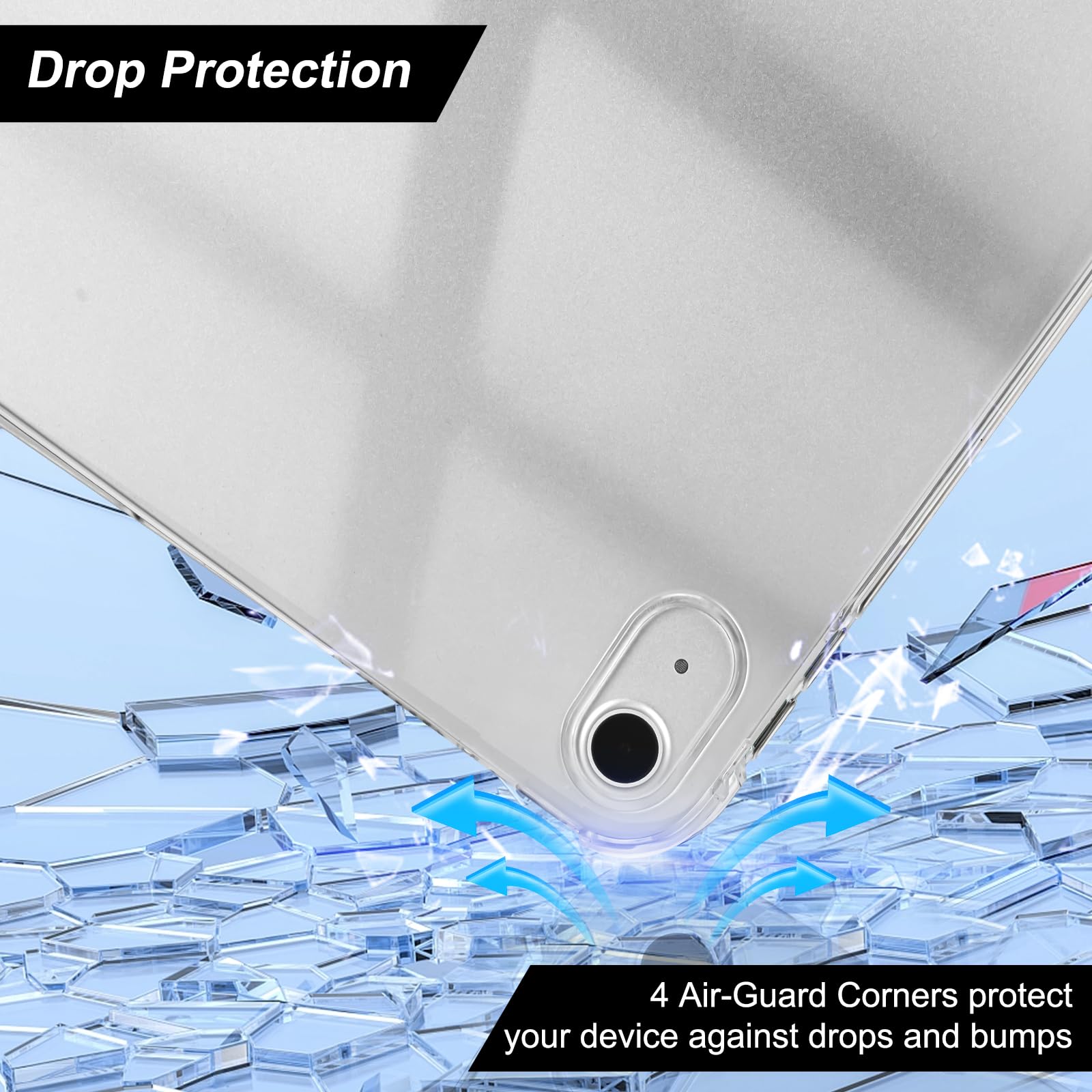Coque IPad 11" 2025 & 10,9" 2022 Avec Porte-Stylet – Protection Mince, TPU Translucide, Support Intégré, Jaune - 6