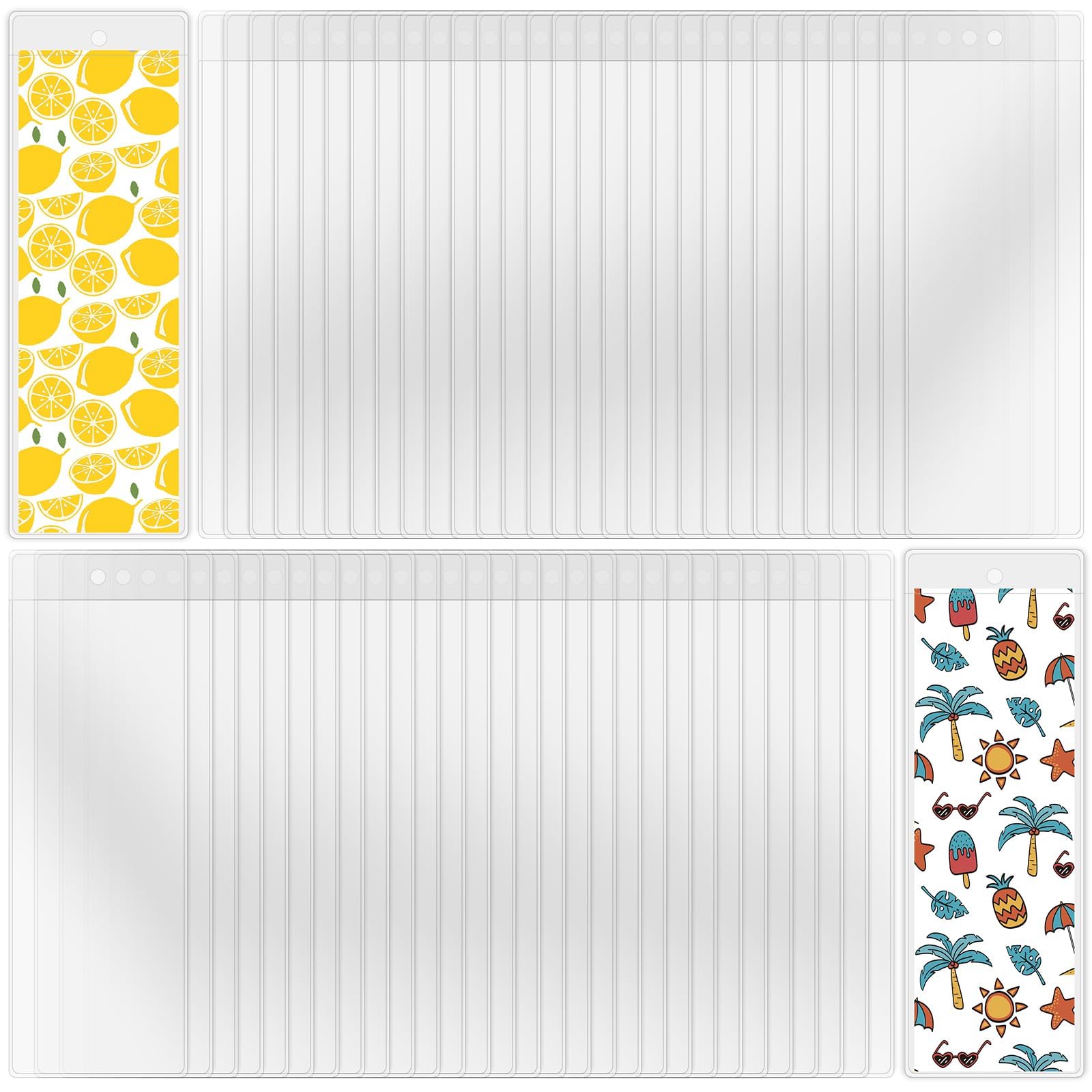 DSYIL 100 Pack Bookmark Sleeves Clear, Plastic Holders for 5.5 x 2 Inches Bookmark Bulk, Blank Cover for Photo Booth, Reading and Office Use