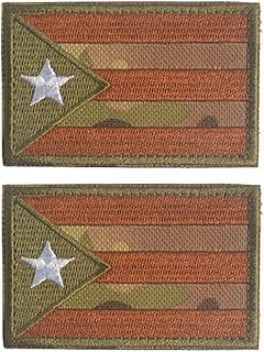 2 PCS AliPlus Puerto Rico Flag Patches Embroidered Tactical Military Morale Patch Applique Fastener Hook and Loop(CP)