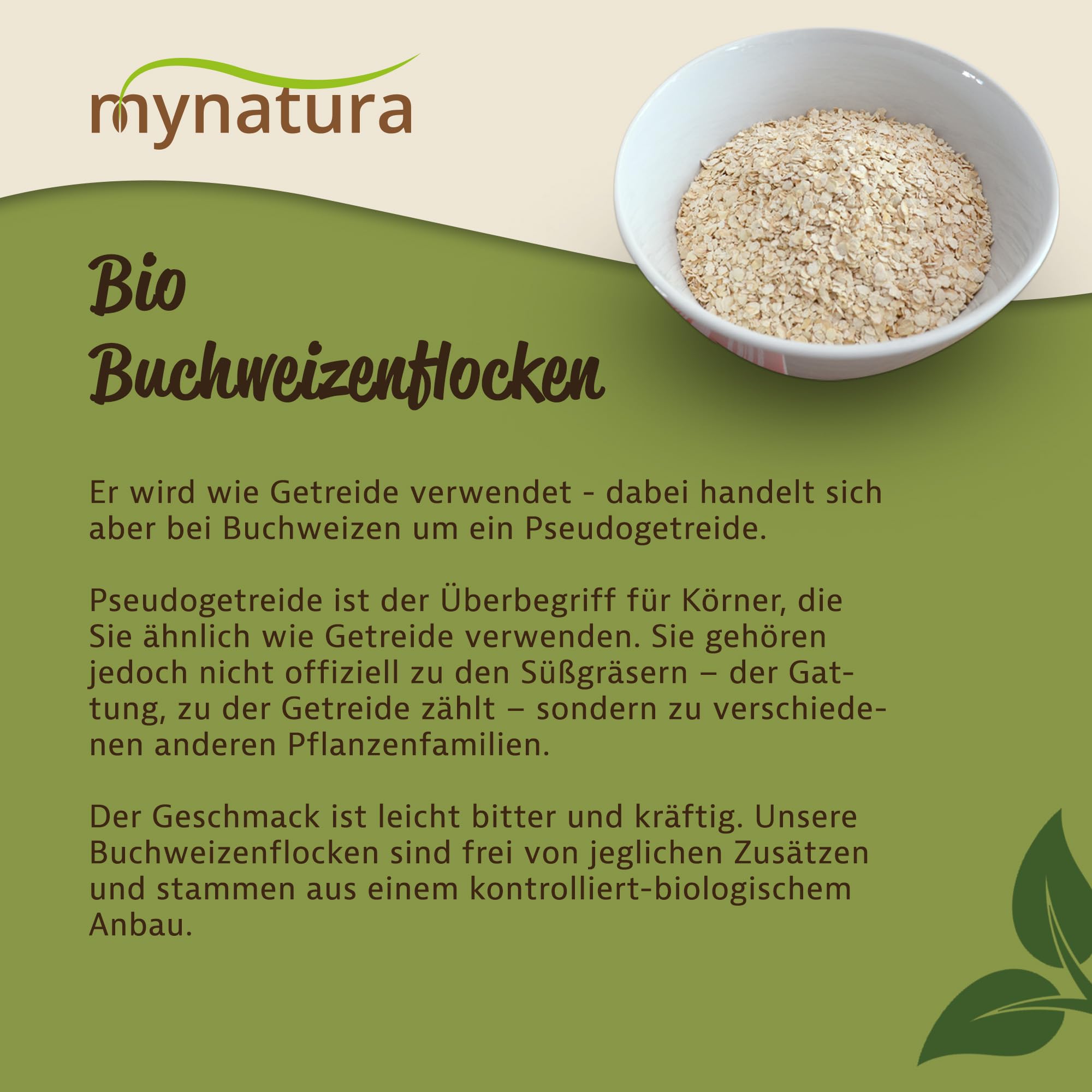 Mynatura Bio Buchweizenflocken I Buchweizen I Müslibowl I Weizenflocken I Getreideflocken I Getreide I Vegan I Im Beutel (2x 3kg)