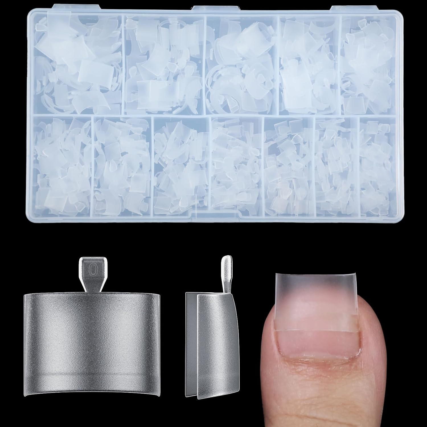 300 Pcs Gel X Toe Nail Tips, 15 Sizes Extra Wide Large Toenail Tips Full Cover, Matte Clear No-file Needed, DIY Artificial Nails for Toes, Square Shape False Toenails Tips