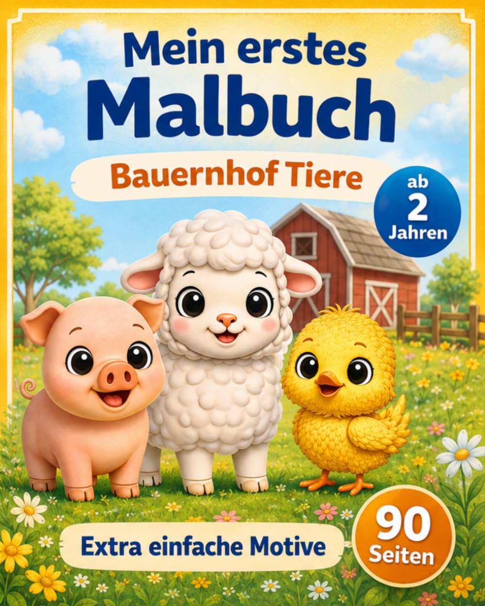 Mein erstes Malbuch ab 2 Jahren: Bauernhof Tiere & Formen | Extra einfache Motive für kleine Hände | Kritzelbuch & Ausmalbuch für Kleinkinder: Extra ... Malbuch für Kinder ab 2 Jahren – Tiere)