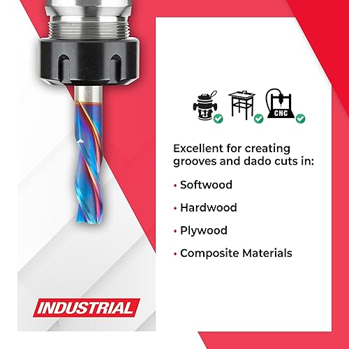 Miniatura 22 de Amana Tool 46051-K SC Spektra Extreme Tool Life Coated Spiral Plunge 1/8 de diámetro x 1/2 CH x 1/4 SHK 2 pulgadas de largo