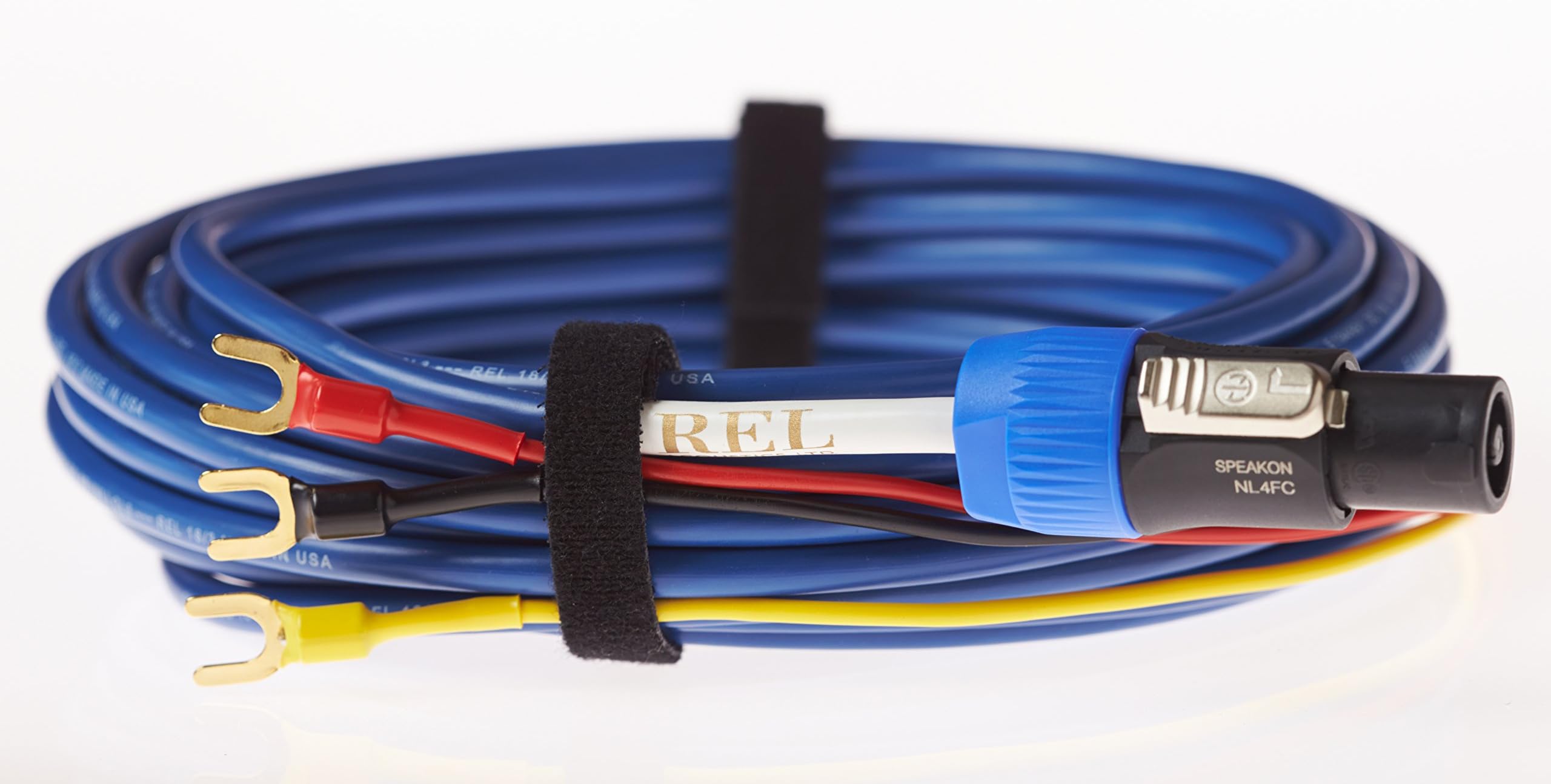REL Acoustics Bassline Blue Subwoofer Cable – 10 Meter High-Performance Neutrik Speakon Connector for Powered Subwoofers – Premium Quality for Home Theater, HiFi Stereo Systems