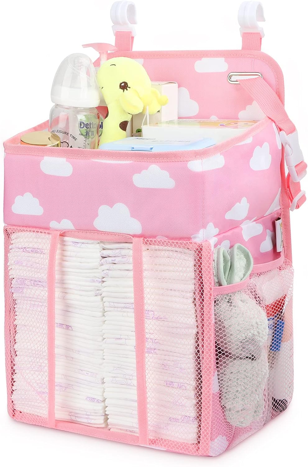 Maliton Hanging Chaning Diaper Caddy – Crib Diaper Organizer – Diaper Stacker for Crib Playard or Wall, Nursery Caddy Organizer for Cribs Playard Baby Essentials Storage