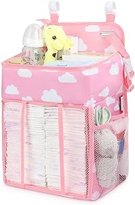 Maliton Hanging Chaning Diaper Caddy – Crib Diaper Organizer – Diaper Stacker for Crib Playard or Wall, Nursery Caddy Organizer for Cribs Playard Baby Essentials Storage