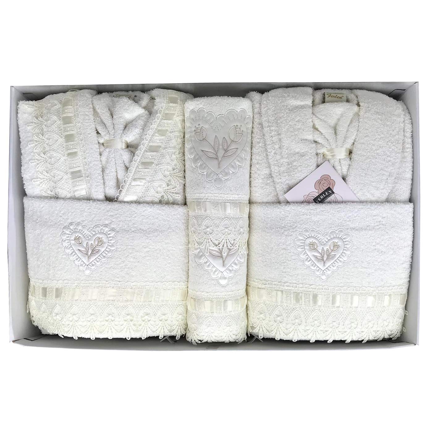 Completo Bagno Asciugamani Accappatoi Uomo Donna Set Pizzo Idea Regalo Corredo