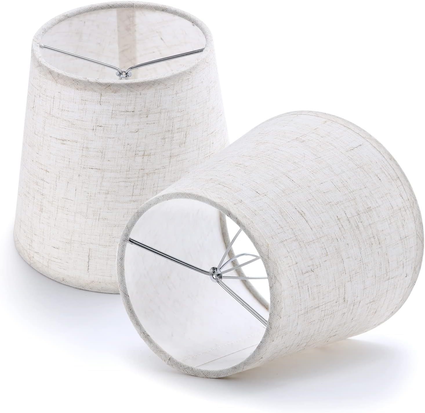YISUN Lamp Shades Set of 6, Chandelier Lamp Shades 5.9" x 5.5" x 4.3", Clip On Lamp Shade, Linen Hand Crafted for Bedroom, Dining Room, Farmhouse Decorations (Beige Linen)