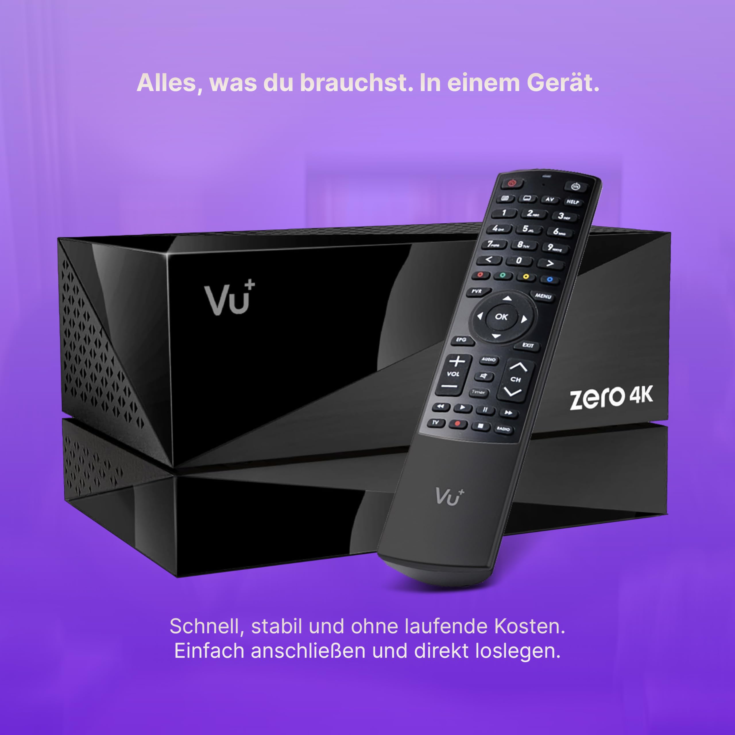 VU+ Zero 4K - Receptor Linux DVB-C/T2 (UHD 2160p, incluye kit PVR con disco duro de 4 TB)
