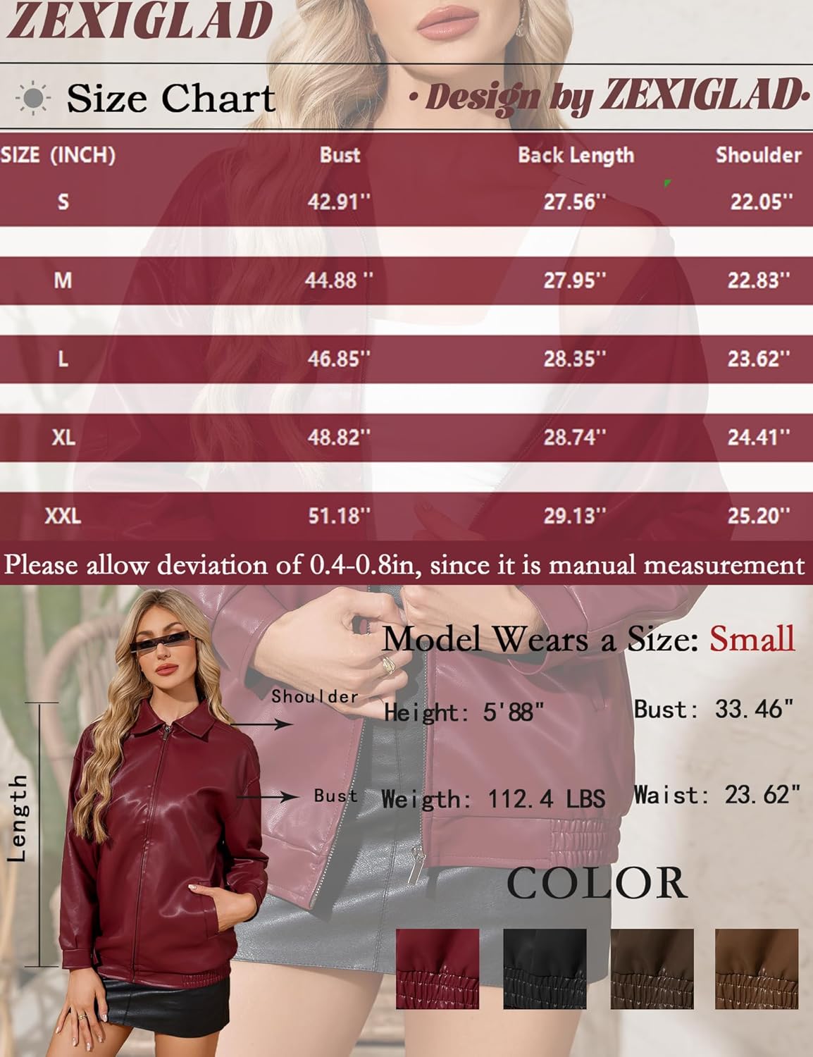 Womens Oversized Leather Jackets Faux Leather Motorcycle Bomber Coats 2025 Fall Winter Outfits Clothes with Pocket - Image 6