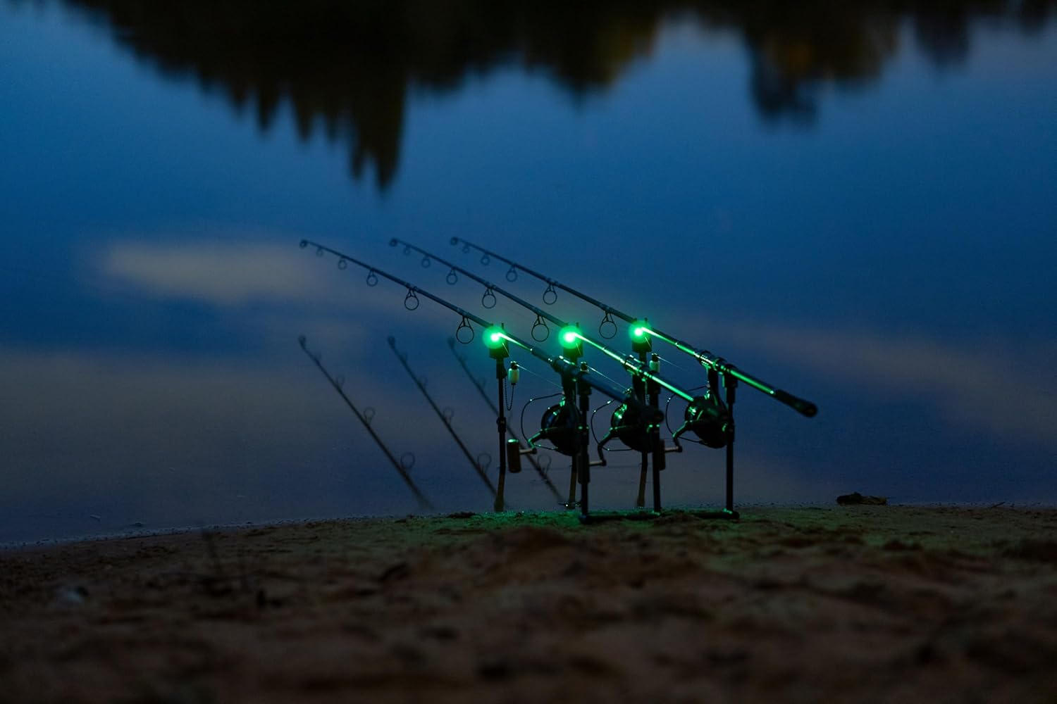 S9pro Bite Alarm with snag bars installed on a rod pod