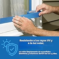 Vista 8 de ScotchBlue Cinta de Pintor Original Multisuperficie, 2 Pulgadas de Ancho (1.88 Pulg. x 60 Yardas), 6 Rollos de Cinta de Pintura Azul Protege