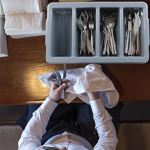 Miniatura 6 de Sandmovie Cubertería comercial de plástico con 4 compartimentos, gris, paquete de 4