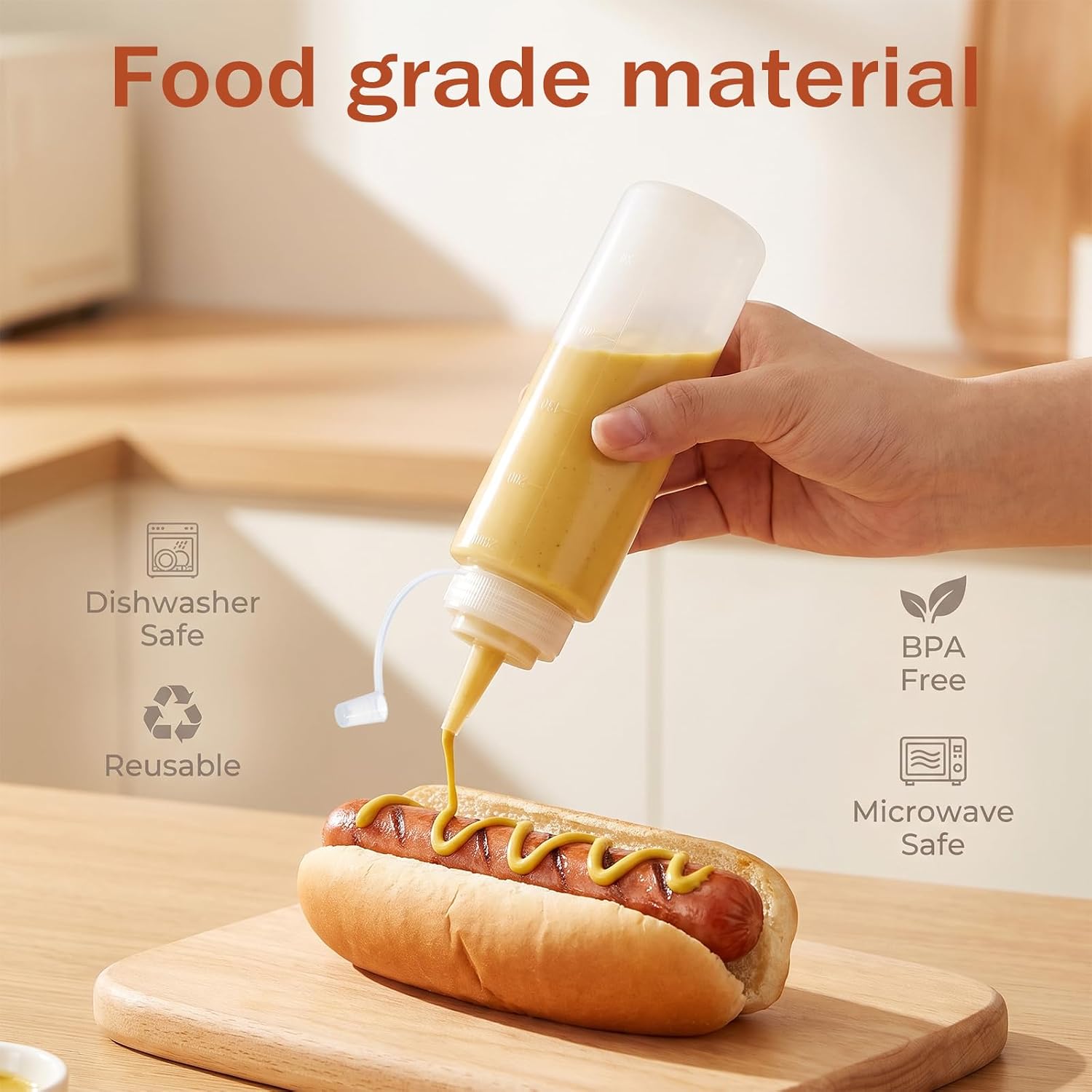 8 oz Plastic Squeeze Bottles 3 Pack Condiment Squeeze Bottles Reusable Durable Leak-Proof Condiment Containers for Dressing, Sauce Bottle for Syrup, Oil, Dressing, Mustard, Pancake Batter
