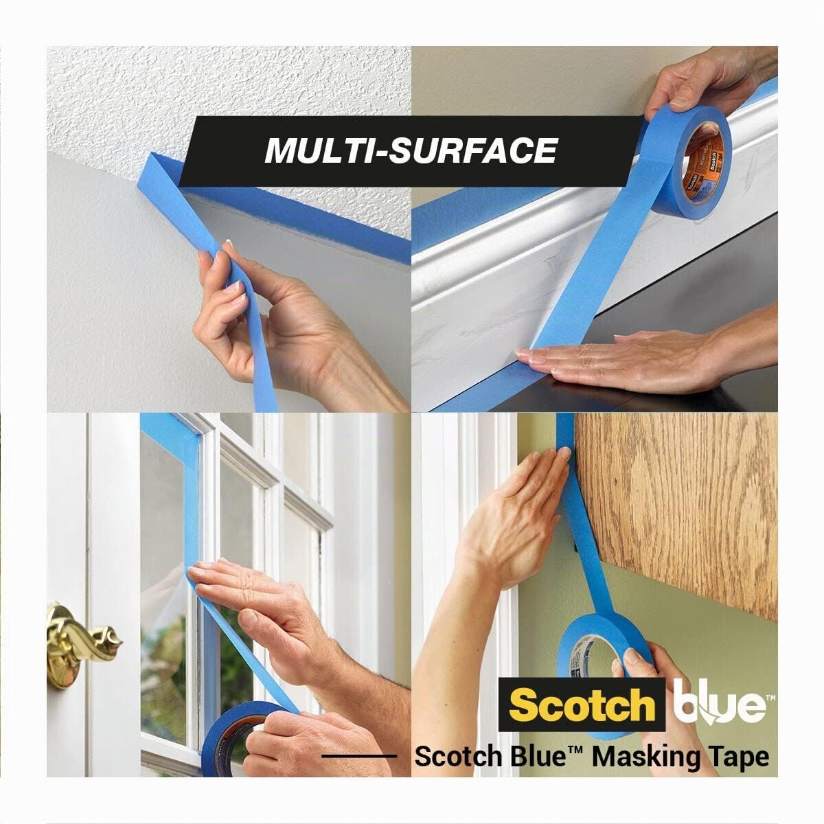 ScotchBlue Ruban de Masquage Multi-Surfaces 36 mm x 41 m 4 Rouleaux Adhésif Peinture Intérieur Extérieur 70% PEFC