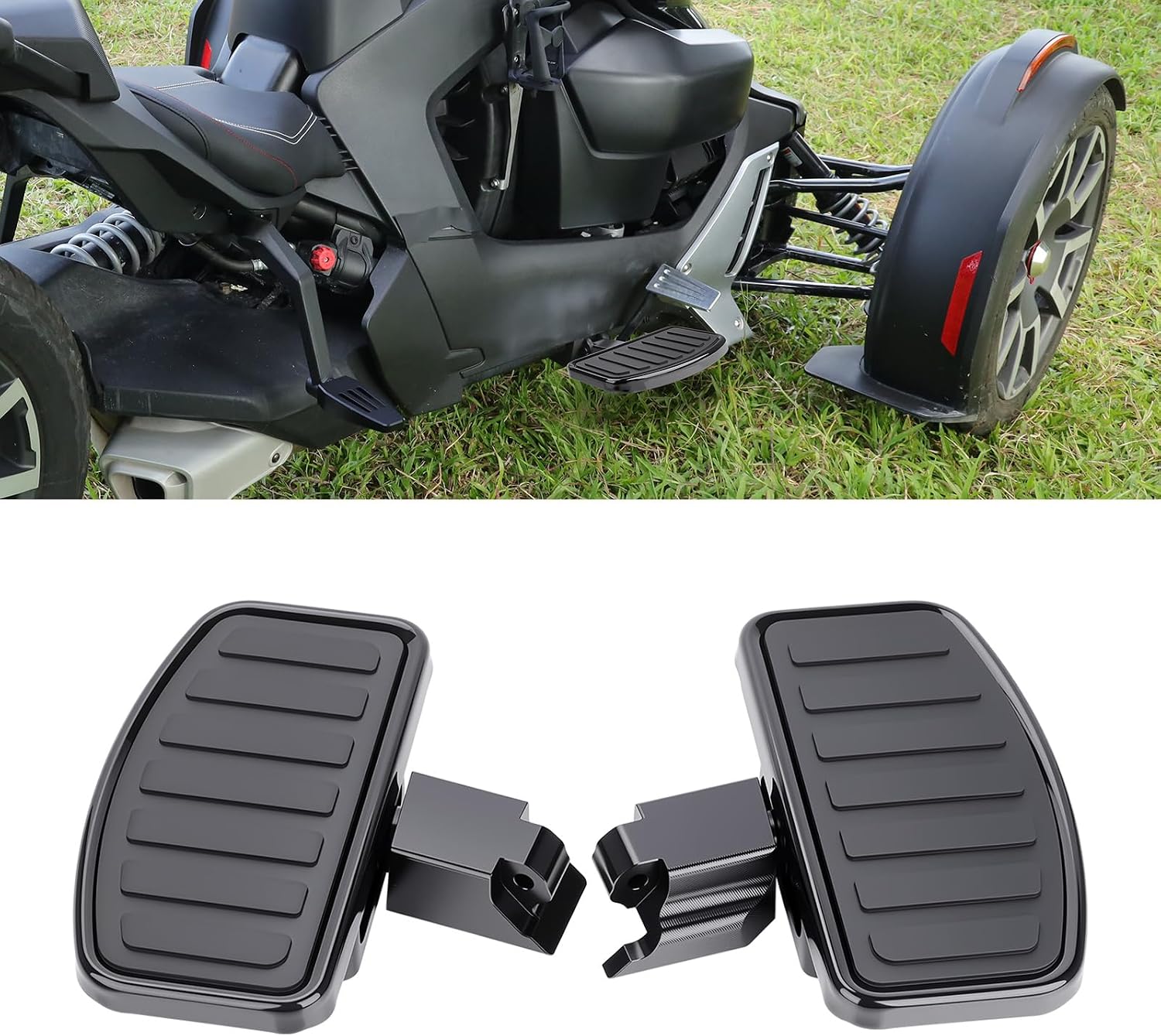 Motorcycle Front Footpegs for Can Am Ryker, Anti-Slip Rider Wide Floorboards Footrest, Driver Footboard for Can-Am Ryker 600 900 Sport & Rally, Motorbike Highway Footboard Accessories (Black)