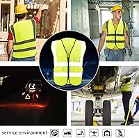 Vista 6 de Chaleco de seguridad reflectante con bolsillos, tira plateada de alta visibilidad para hombres y mujeres (amarillo, L)