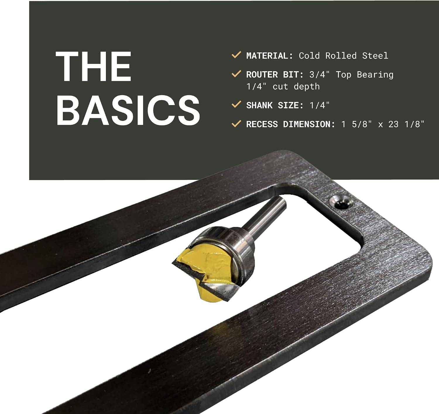 Walnut Wood Works Floating Shelf Bracket Router Guide and Router Bit, Installation Kit - Floating Shelf Bracket Router Guide Kit Designed for Precision Drilling 1.5 Inch Floating Shelf Brackets