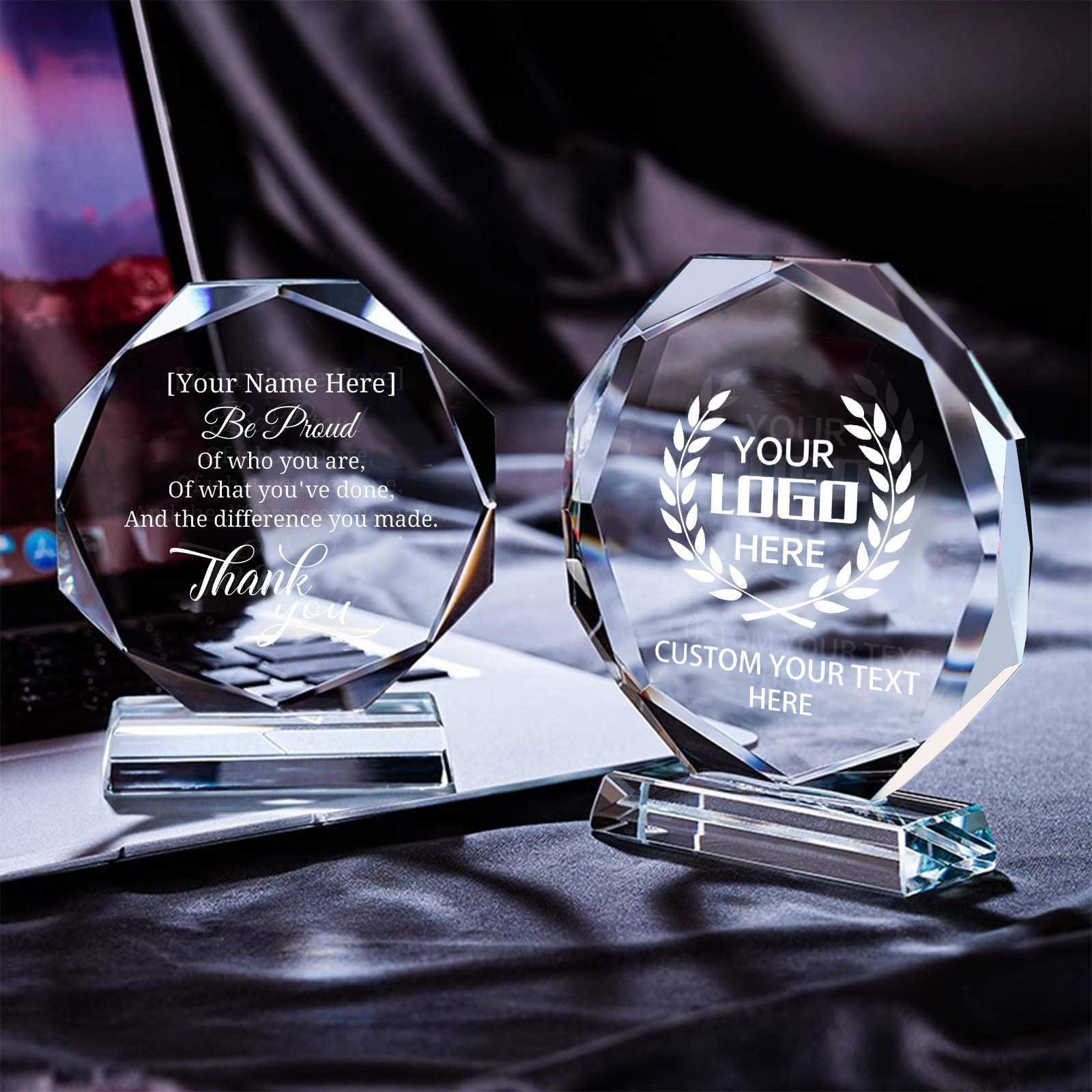 Trofeo de Cristal Personalizado con Grabado Profundo, para Eventos Empresariales y Deportivos
