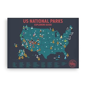 Scratch National Park Map Usa National Park Scratch Off Map (24” X 17”) - Interactive Travel Scratch-Off  Poster Reveals Images