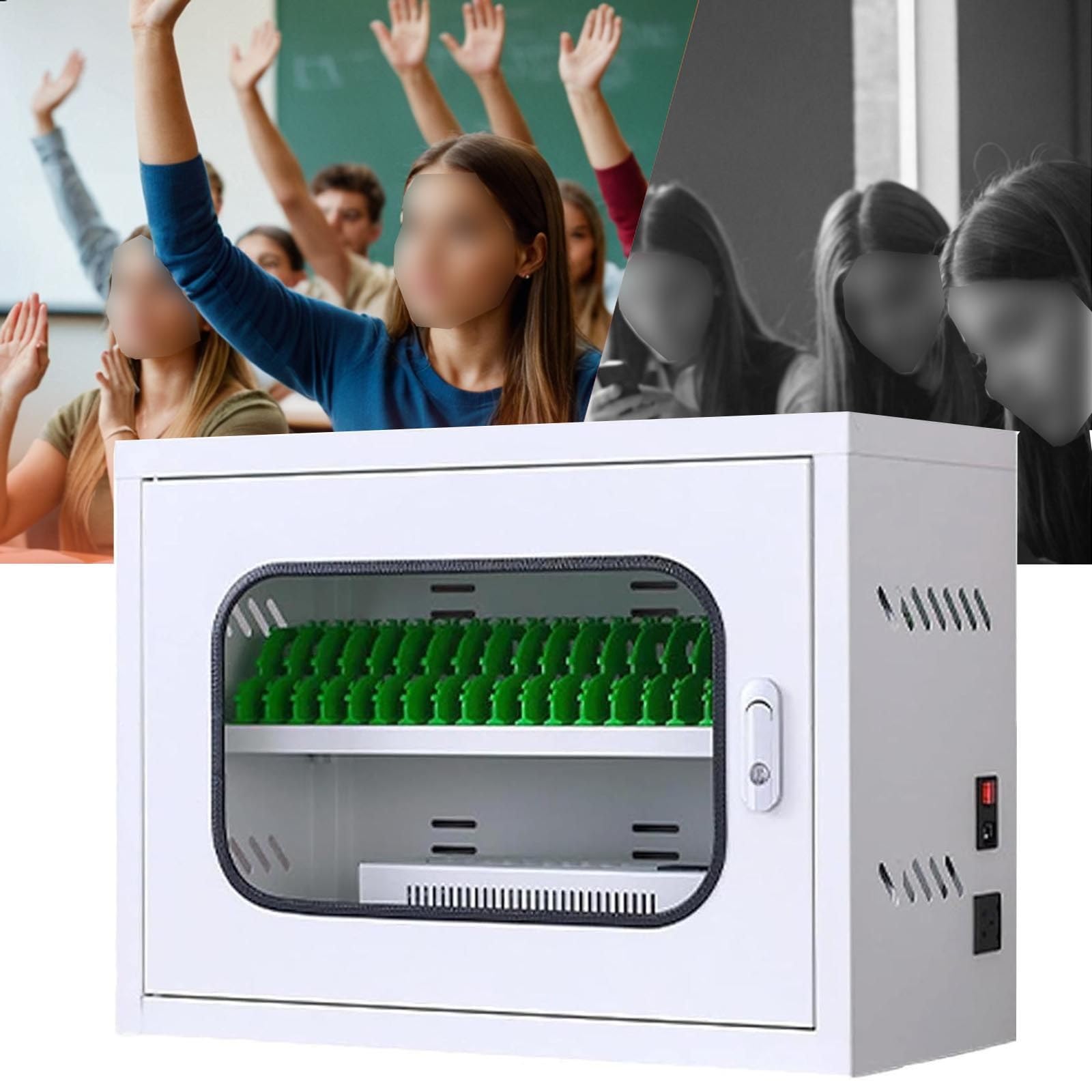 Cassetta di sicurezza per cellulari con chiave - Armadietto portaoggetti da 36/48/60 scomparti, tabella tascabile portatile per aula, armadietti sicuri per esami per ufficio e scuola - -A, 36 scompa