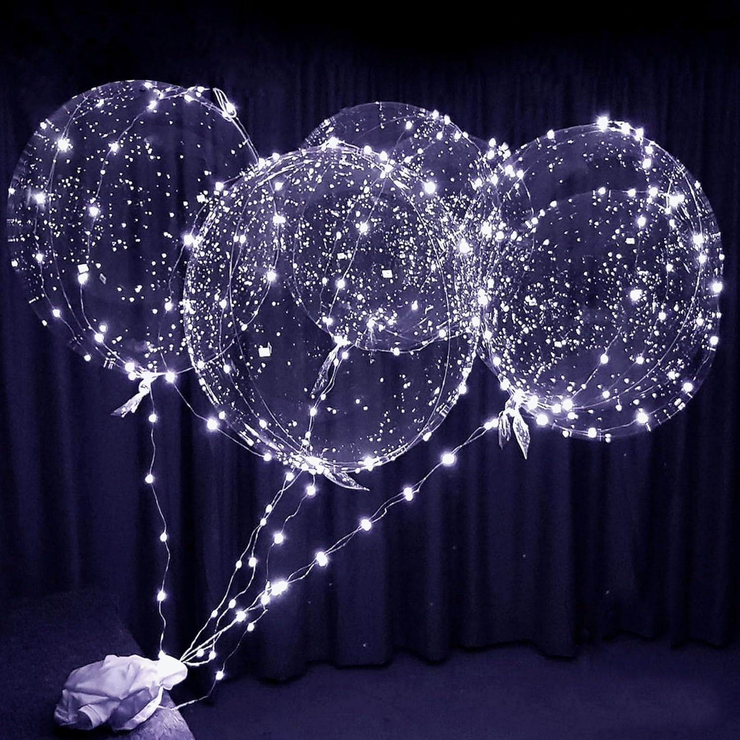 Lightsfever LED Light up Party Balloons with Batteries, 22 inch warm white Big Size Clear Bobo Balloons for Helium or Air, thanks giving party balloons(12 pack warm white)