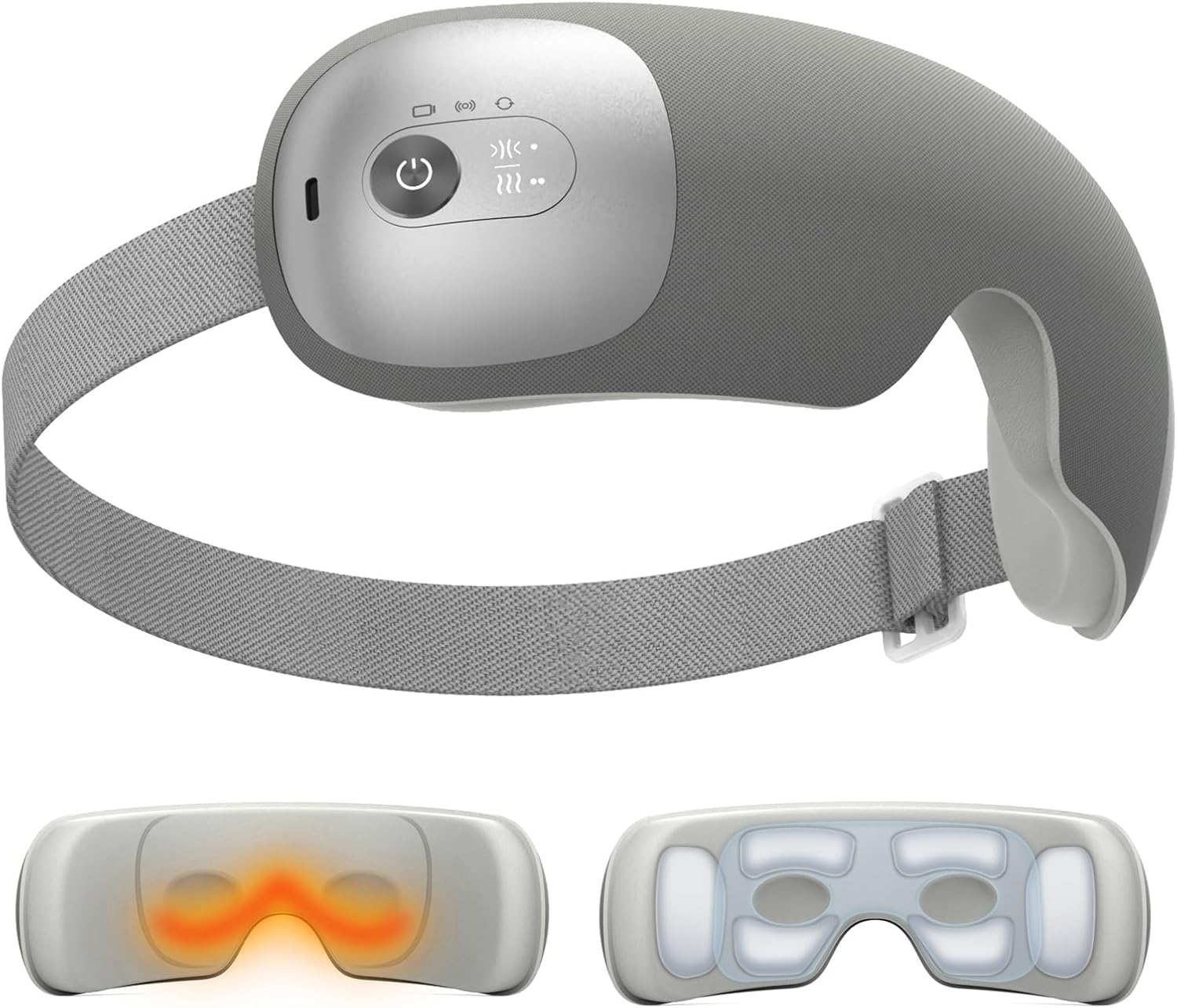 Masajeador de ojos ultraligero con 2 niveles de calor, 120 minutos de uso, 3 modos de compresión de aire y masaje, máscara de ojos calentada con música Bluetooth para aliviar la migraña, tensión y
