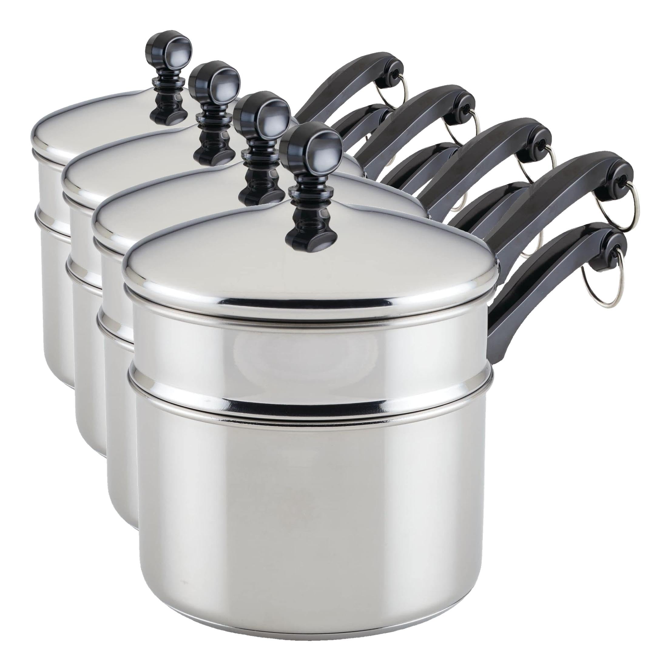 Farberware Classic Series Double Boiler and Saucepan with Lid, 2 Quarts (Pack of 4)