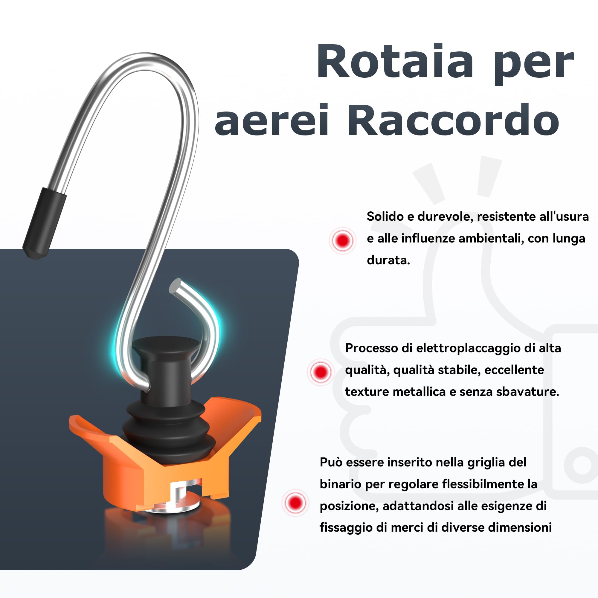 Ganci per guide aeree, 6 pezzi, raccordo singolo terminale, 50 kg | Raccordo singolo per binario aereo, accessori per trasporto, fissaggio del carico in rimorchi, furgoni e autovetture