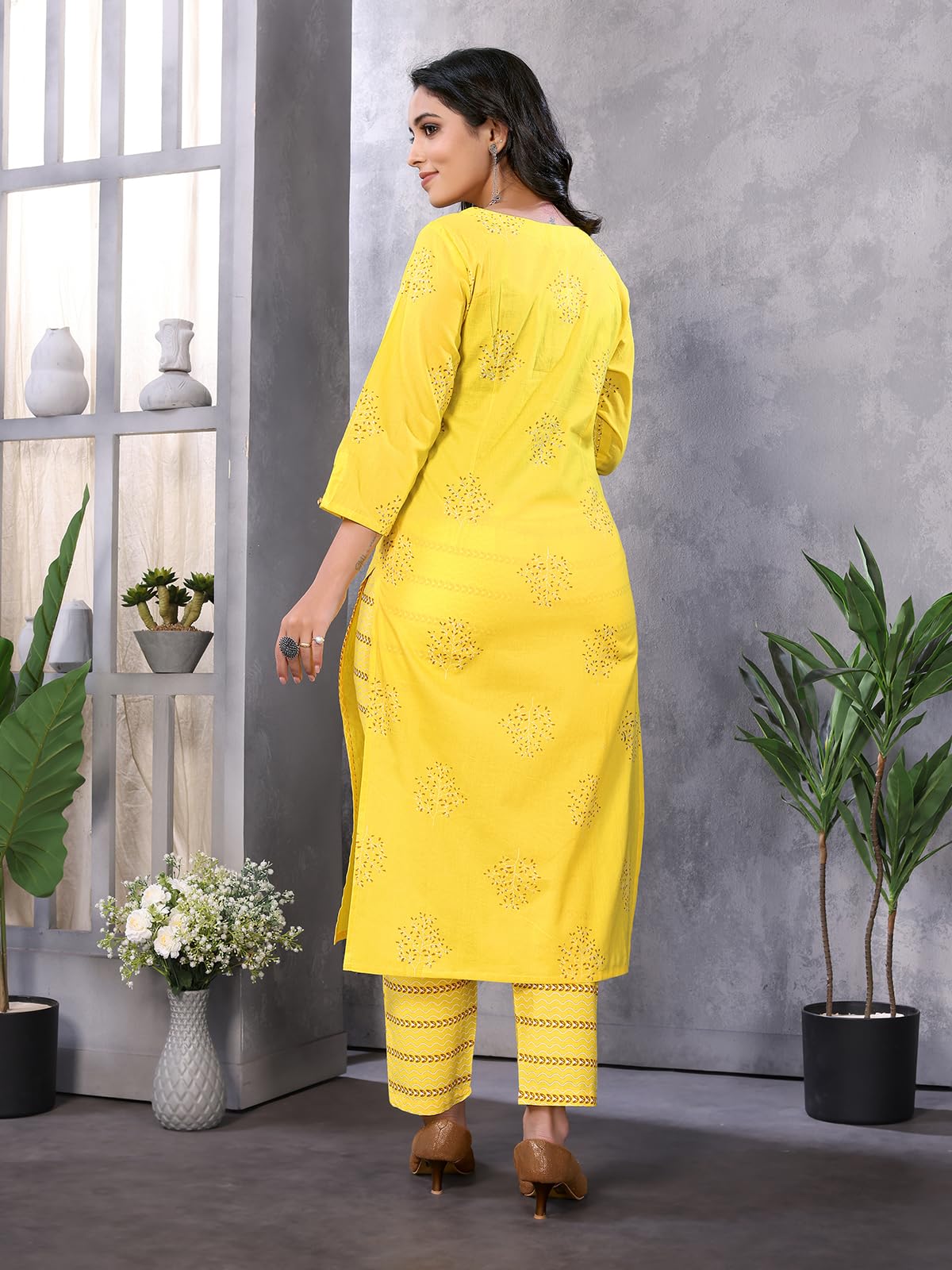 rangita Kurta Damen Hose Kurta Baumwolle bedruckt