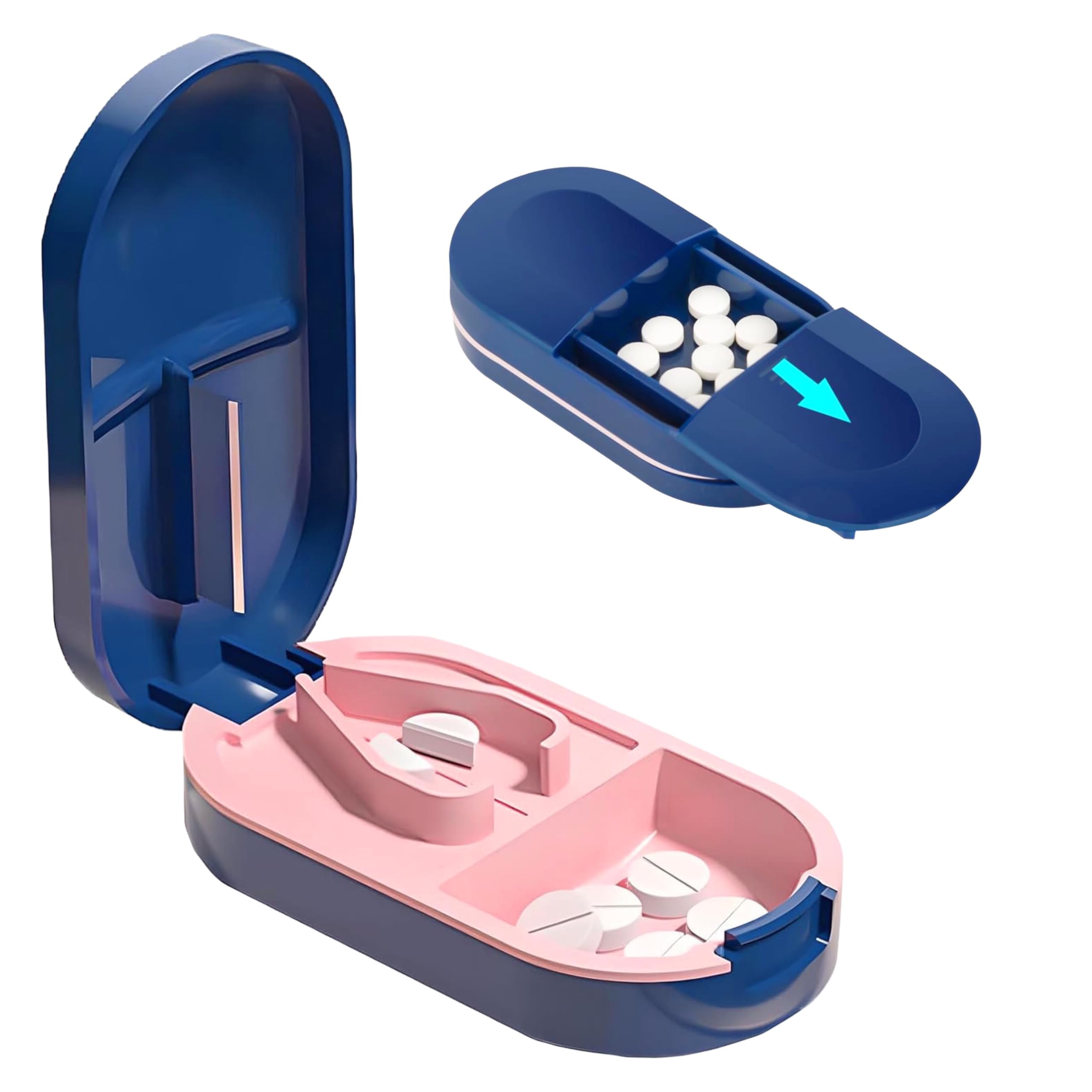JimXen Portable Pill Cutter & Tablet Splitter with Stainless Steel Blade | Accurate Dose Cutting, Safe Lock Design | Compact Travel Medicine Cutter for Tablets & Vitamins (Pill Cutter Organizer) - Image 7 thumbnail