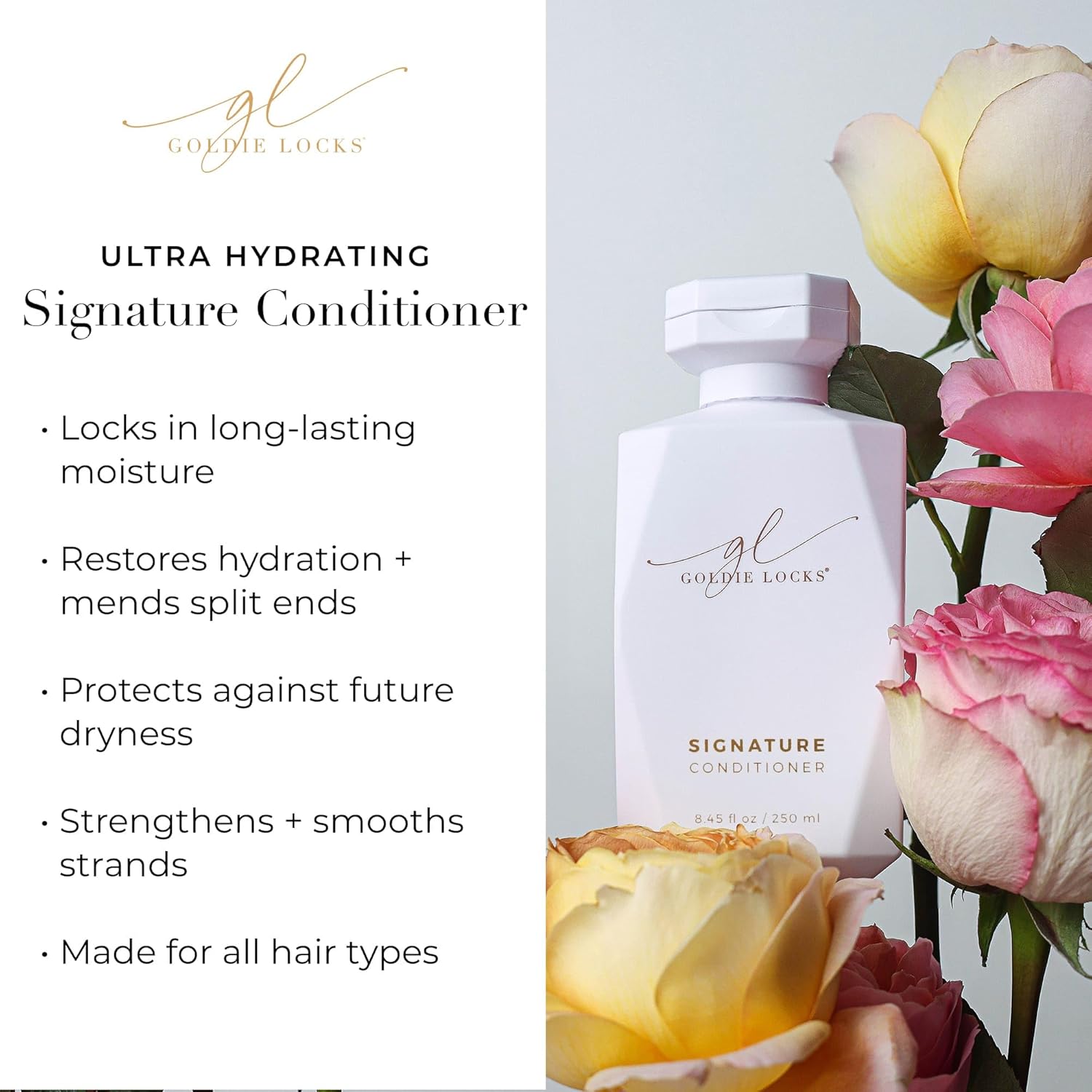 Goldie Locks Ultra Hydrating Shampoo & Conditioner Set - Sulfate-Free, Paraben-Free - for Frizz Control, Shine & Strength - Color & Extension Safe - Protein-Free - 2 x 8.45 fl oz (Packaging May Vary) - Image 7