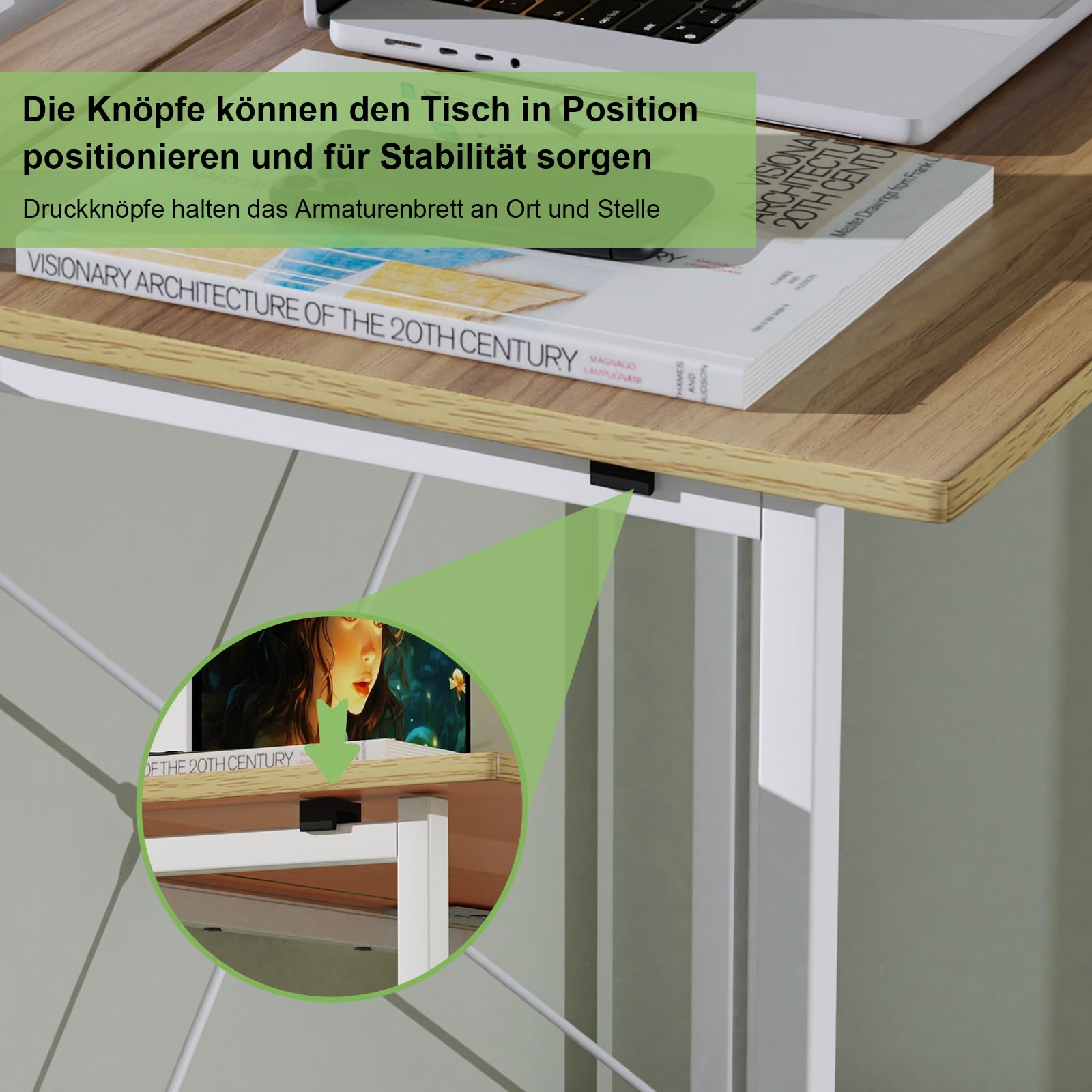 Bureau Pliable pour la Maison - Table Ordinateur pour Petit Espace, Beige, 80x45x75cm