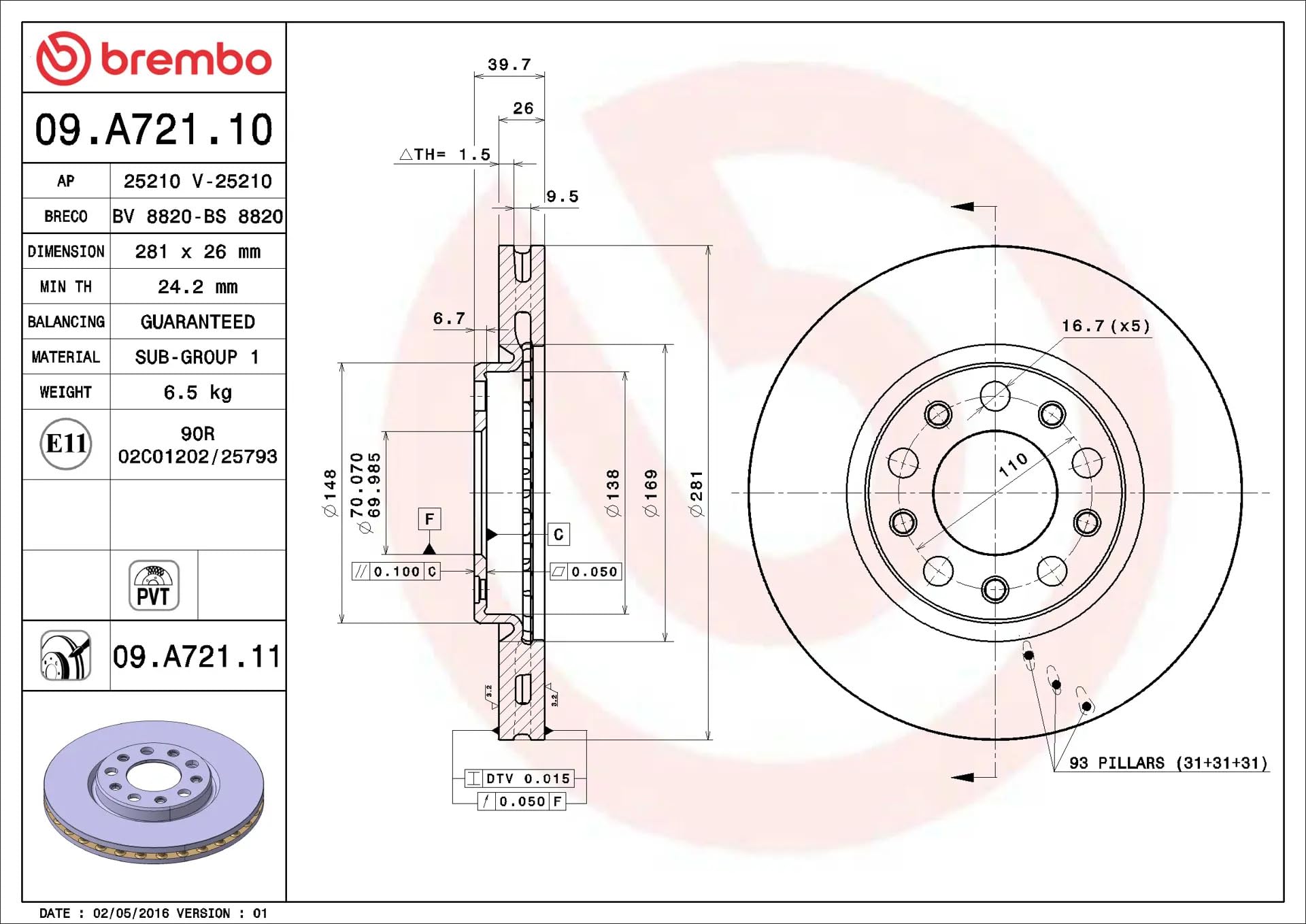 BREMBO KIT DISCHI + PASTIGLIE FRENO ANTERIORI E POSTERIORI PER ALFA ROMEO GIULIETTA