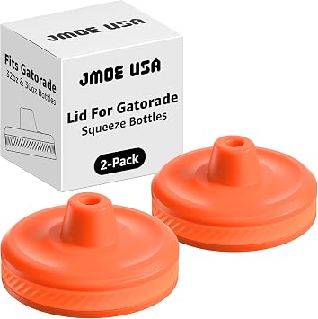 Jmoe USA Improved Lid For Gatorade Water Bottle | Fits Squeezable 32 oz and 30 oz Versions | Faster Flow Valve and Easy Twist Grip | Made With Food-Grade Materials 2-Pack