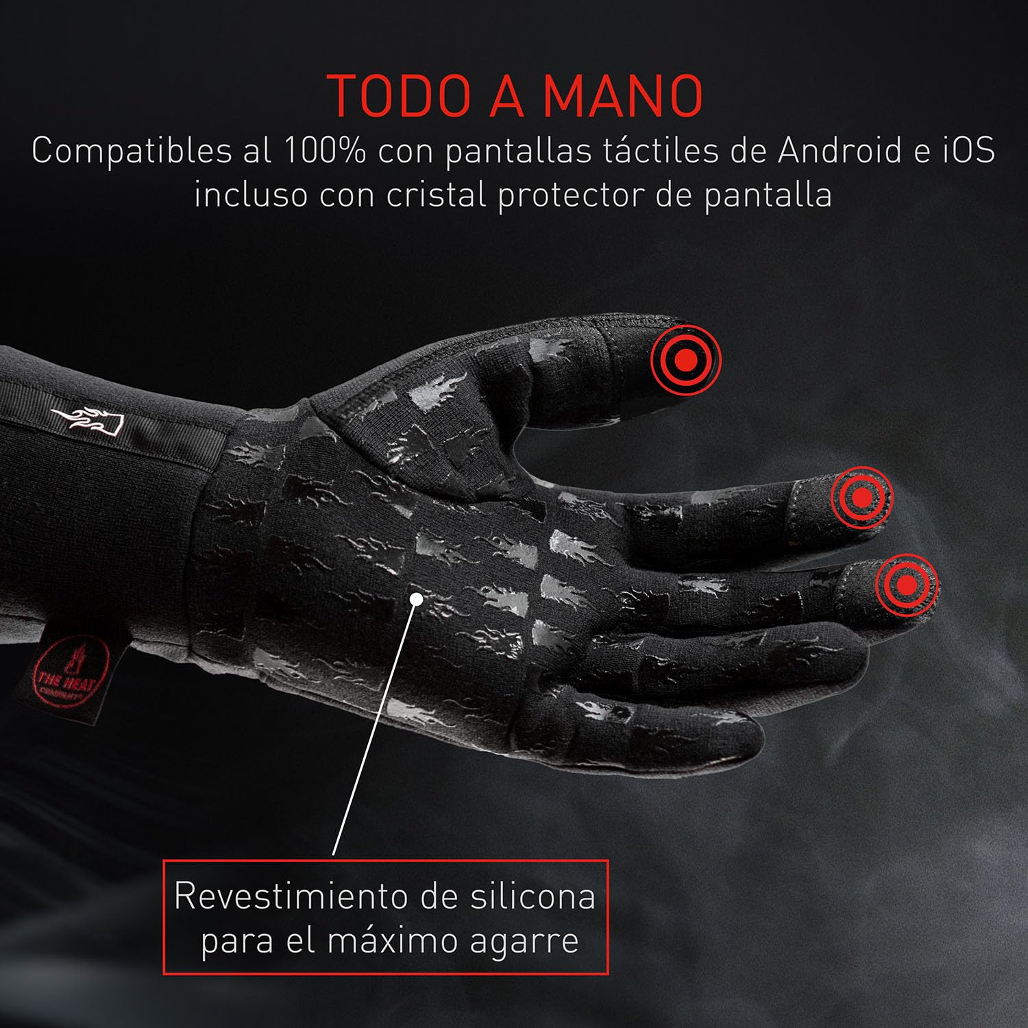 THE HEAT COMPANY – Merino Liner Pro - Guantes Interiores - Guantes Lana Merino Suave - Guantes táctiles - Guantes Deportivos para Mujeres y Hombres - Negro
