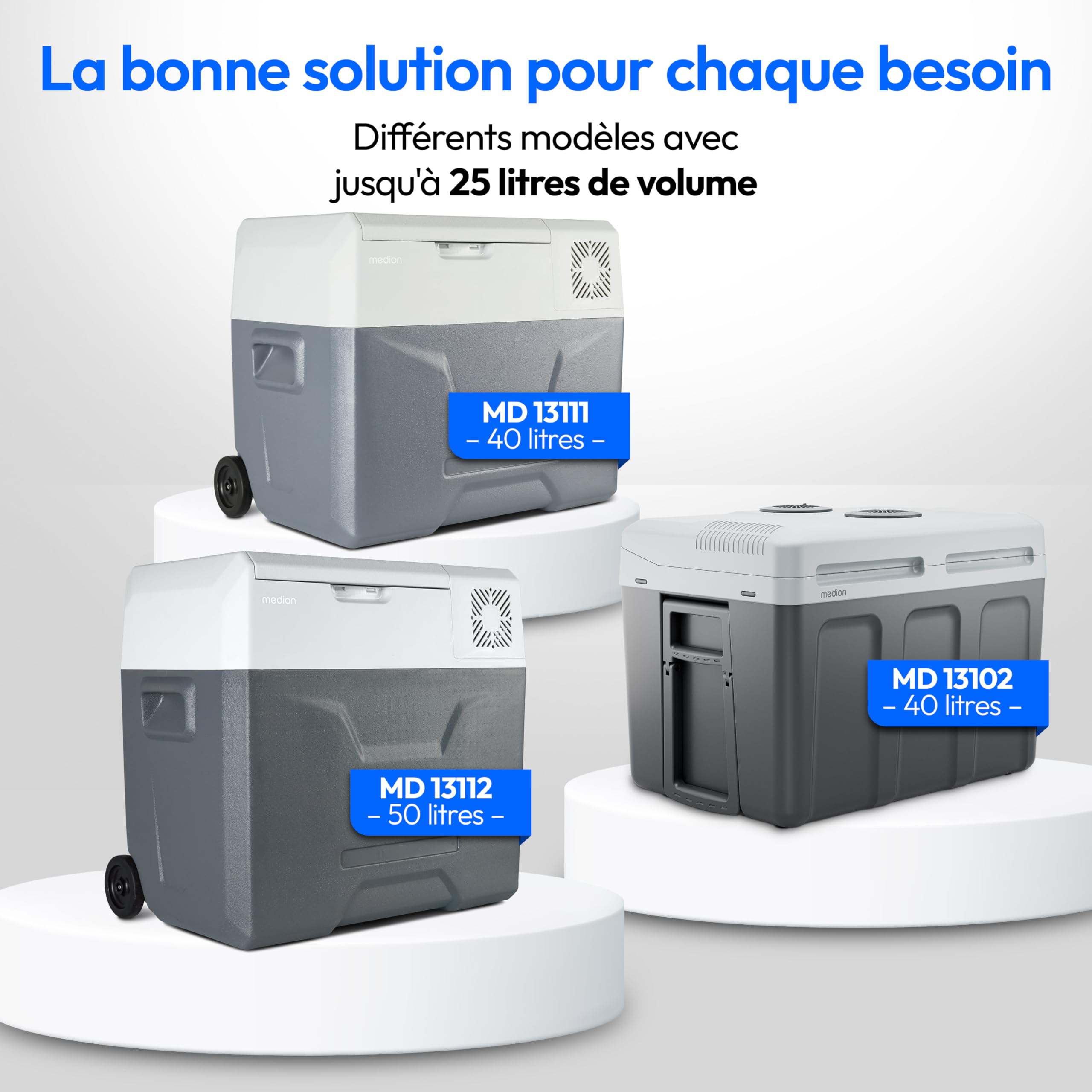MEDION Glacière mobile avec fonction chauffage (électrique, 2 en 1 refroidissement et chauffage, 16 litres, sangle de transport, connexion 2 en 1 230 V et adaptateur 12 V pour voiture, pour voiture, c