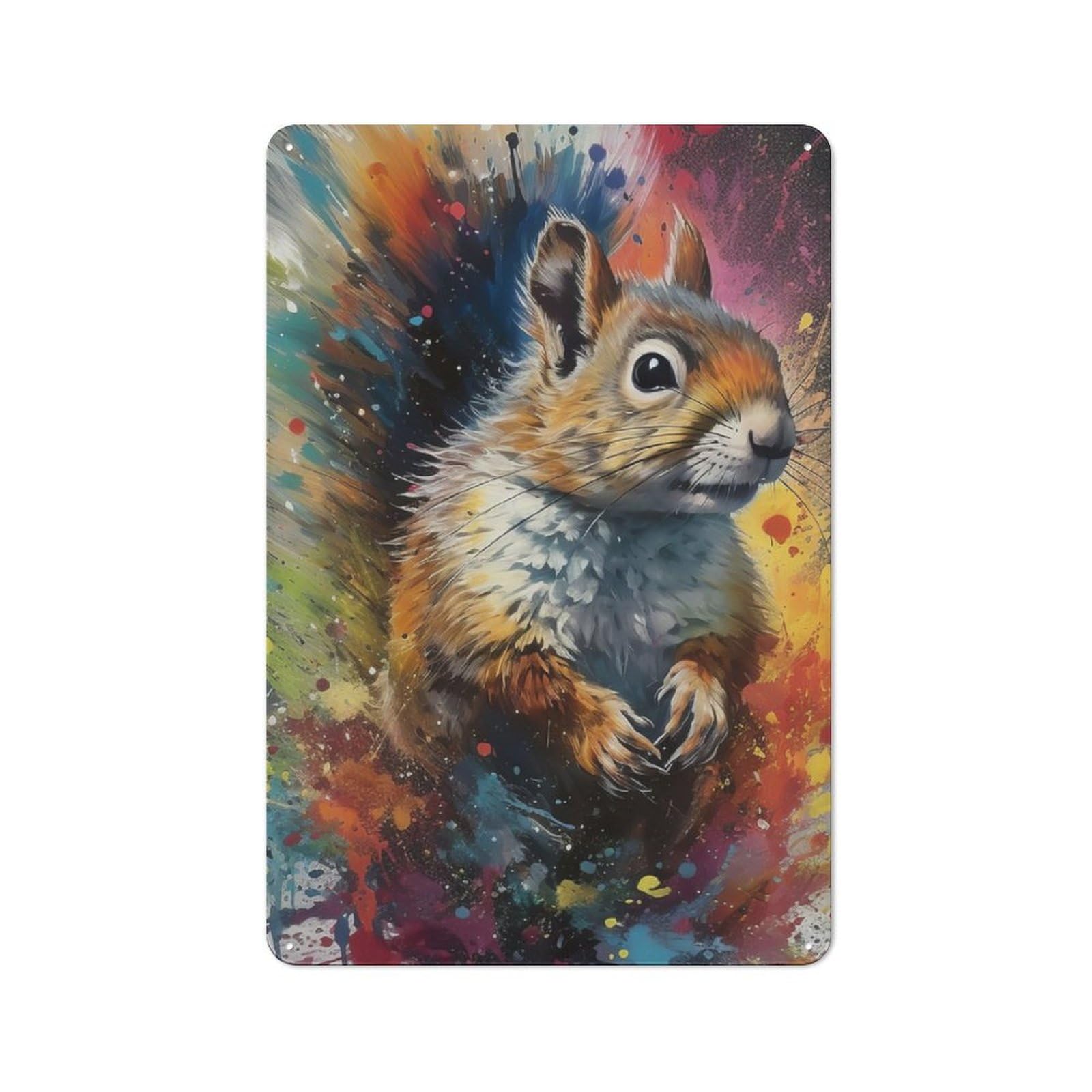Junmoney Squirrel Painting Retro Metal Wall Sign 30X20cm With For Pub Or Café, A Housewarming Gift For Hospitality Wall Decor Collectors