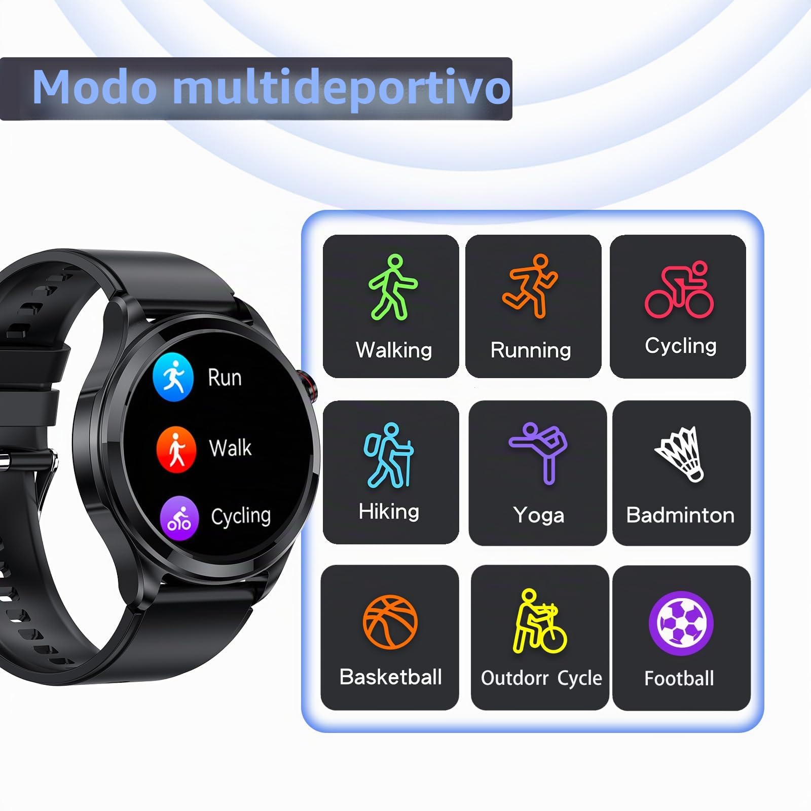 Reloj Inteligente ECG, 1,39 Pulgadas Impermeable Smartwatch con Presión Arterial, SpO2, Frecuencia Cardíaca, Mensajes y Recordatorio de Llamadas para Android iOS (Negro, TPU 22mm)