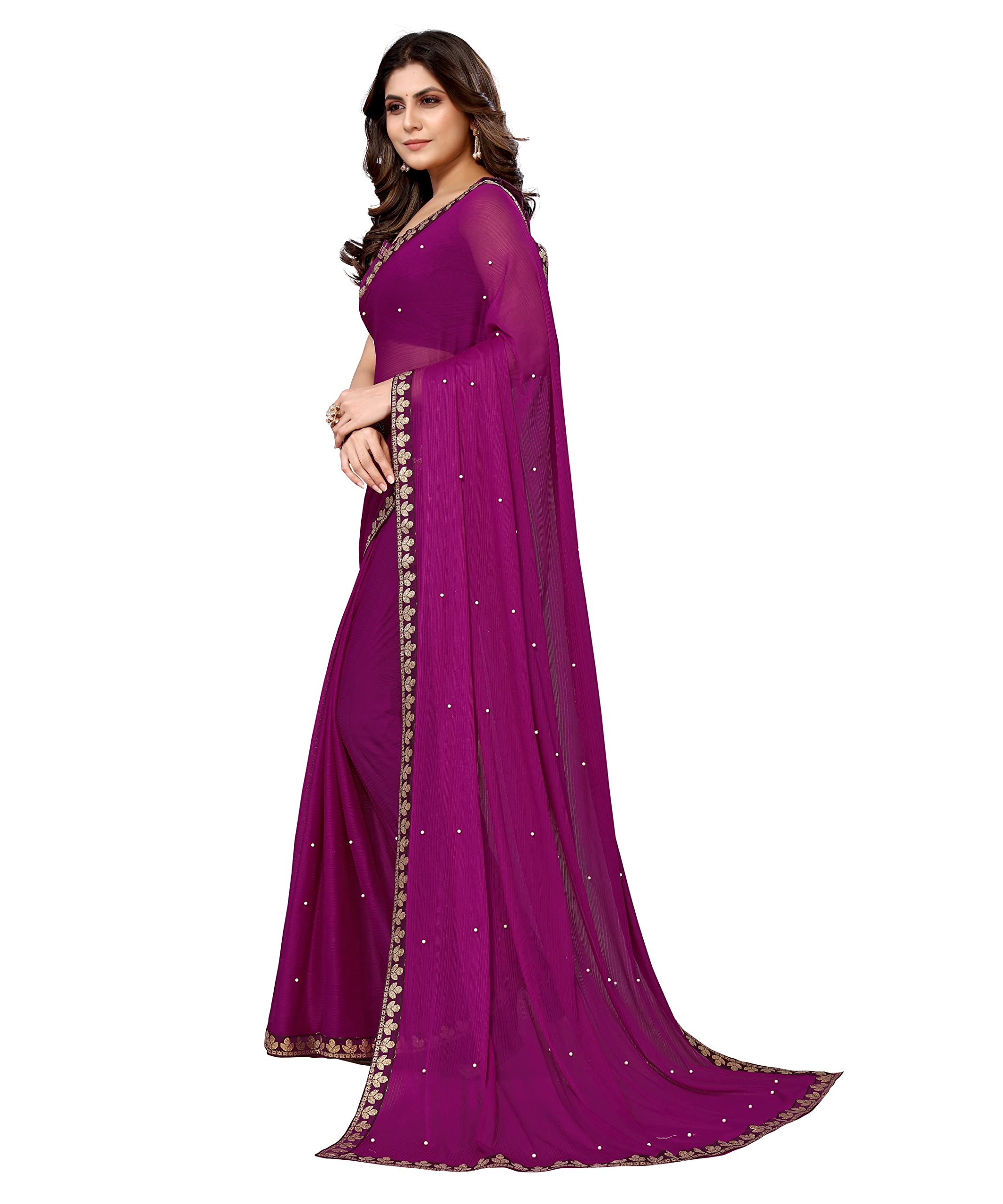 Aashita Creations Damen-Sari aus Lycra-Mischgewebe