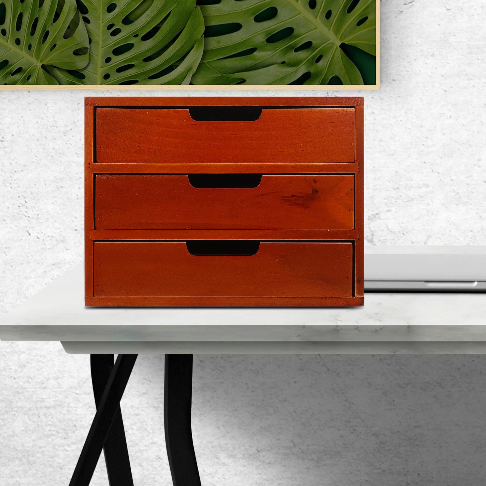 Homoyoyo Mehrschichtiger Holz Aufbewahrungsschrank mit 3 Schubladen Großer Kapazität und Multifunktional für Büro und Schlafzimmer Braune Schreibtisch Organizer Kasten